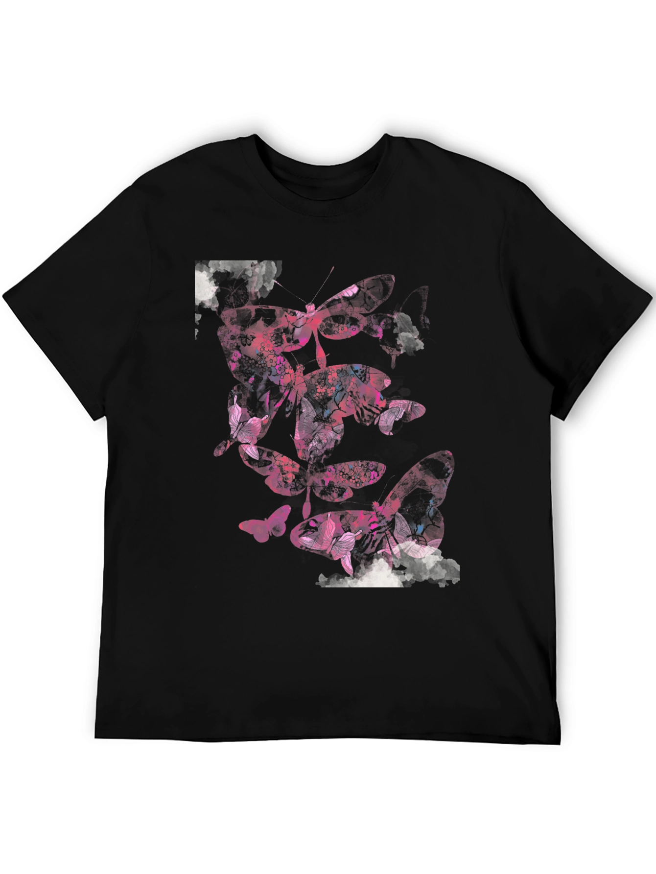 Butterfly Graphic Print Black Casual T-Shirt
