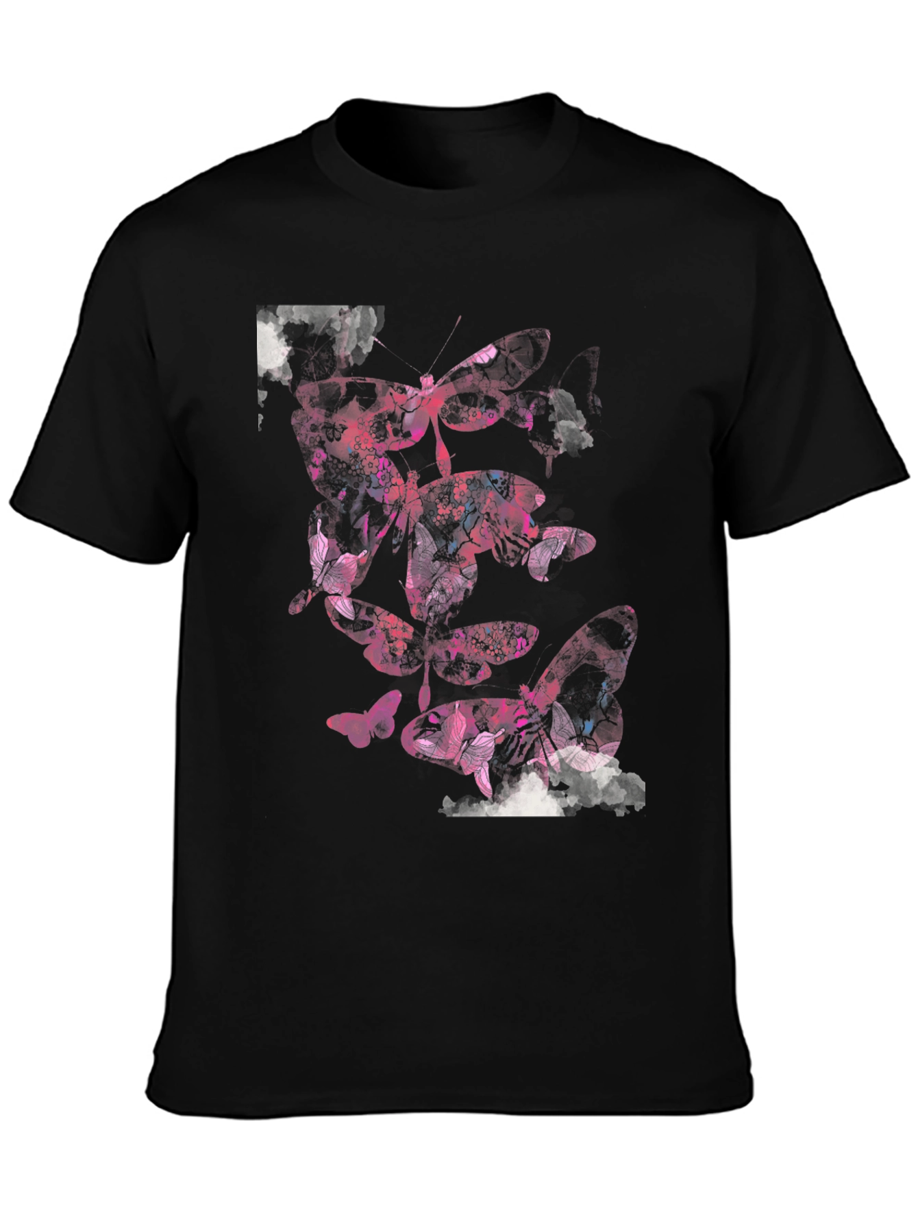 Butterfly Graphic Print Black Casual T-Shirt