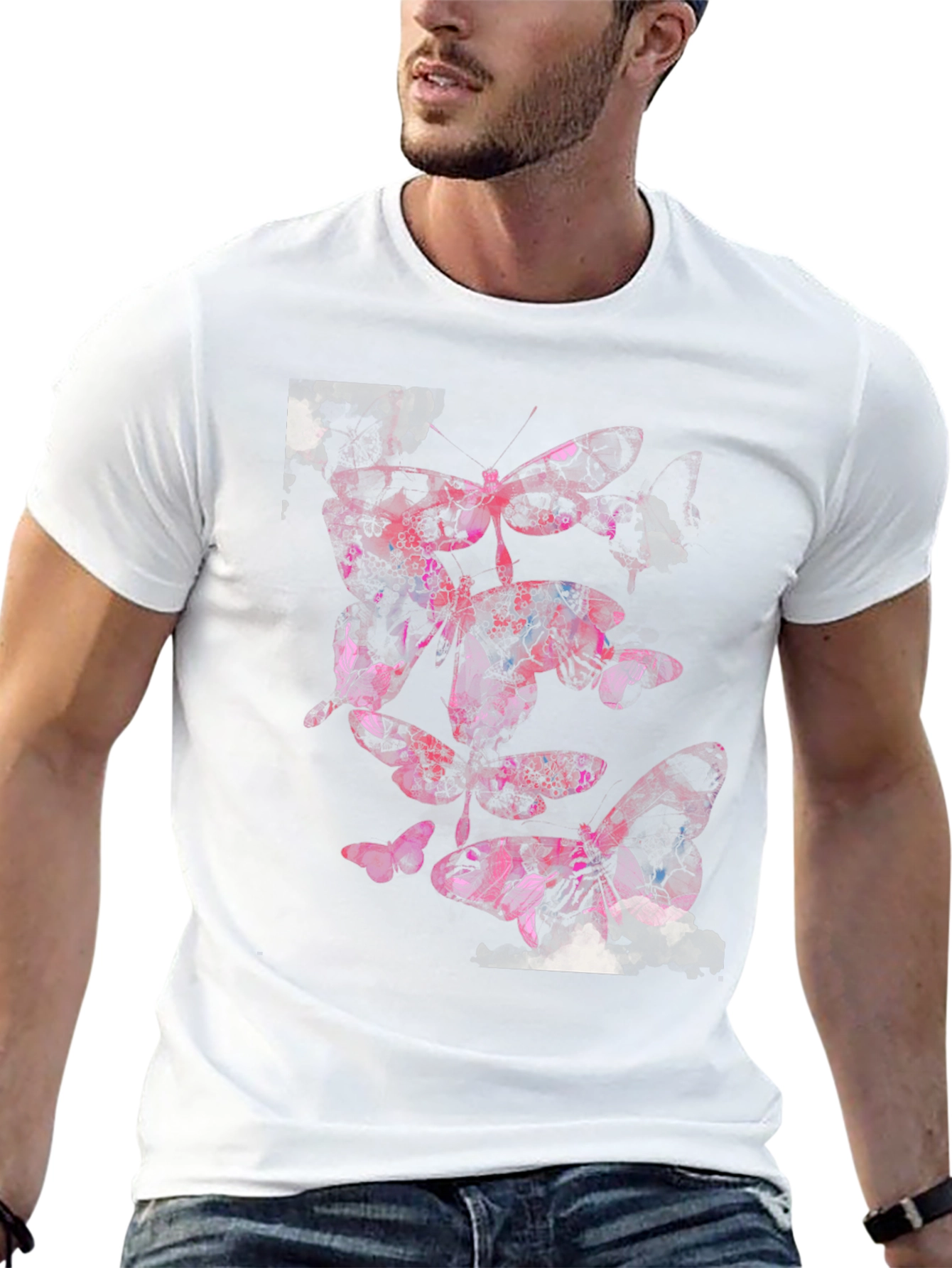 Butterfly Graphic Print Black Casual T-Shirt