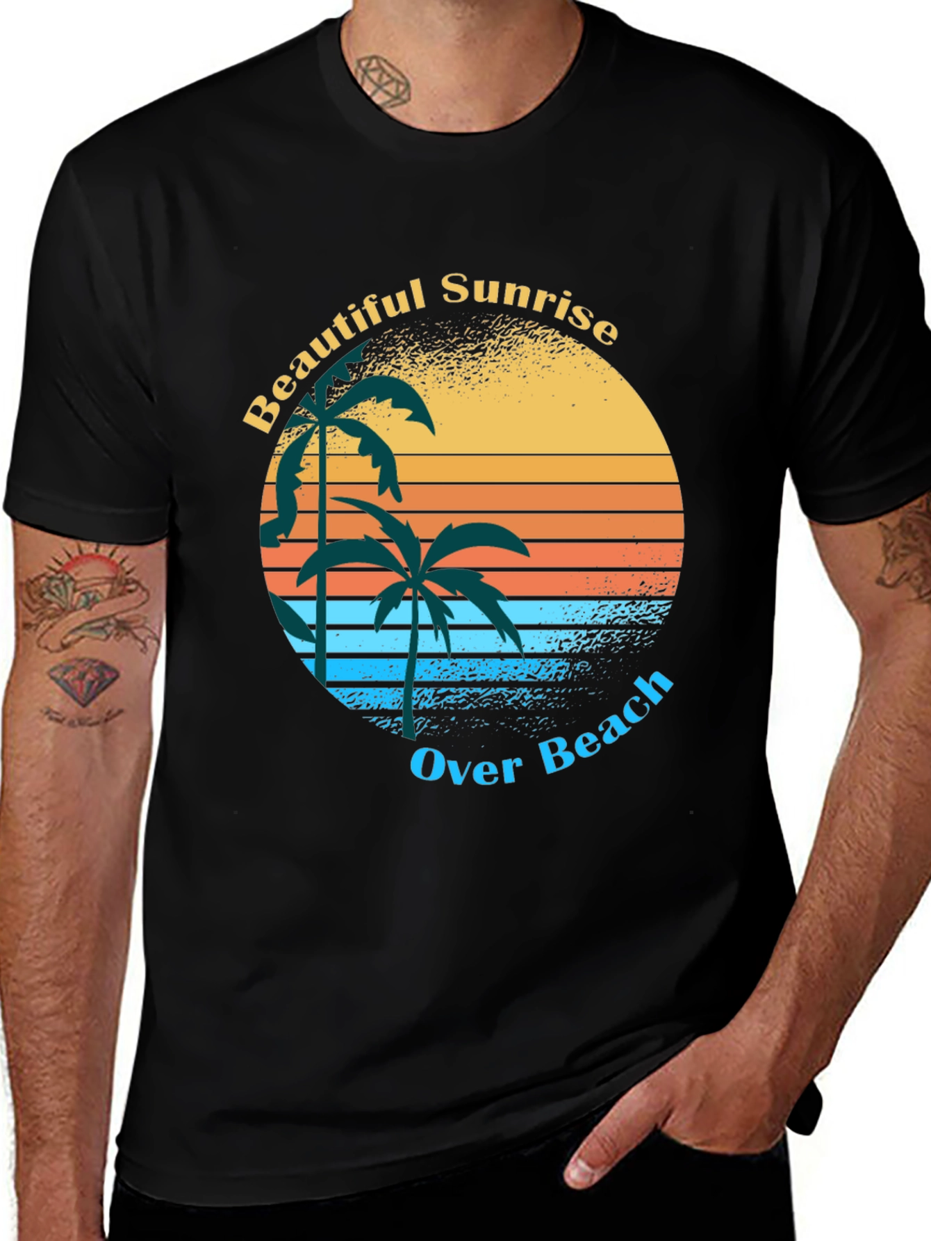 Retro Sunrise Palm Tree Graphic Tee