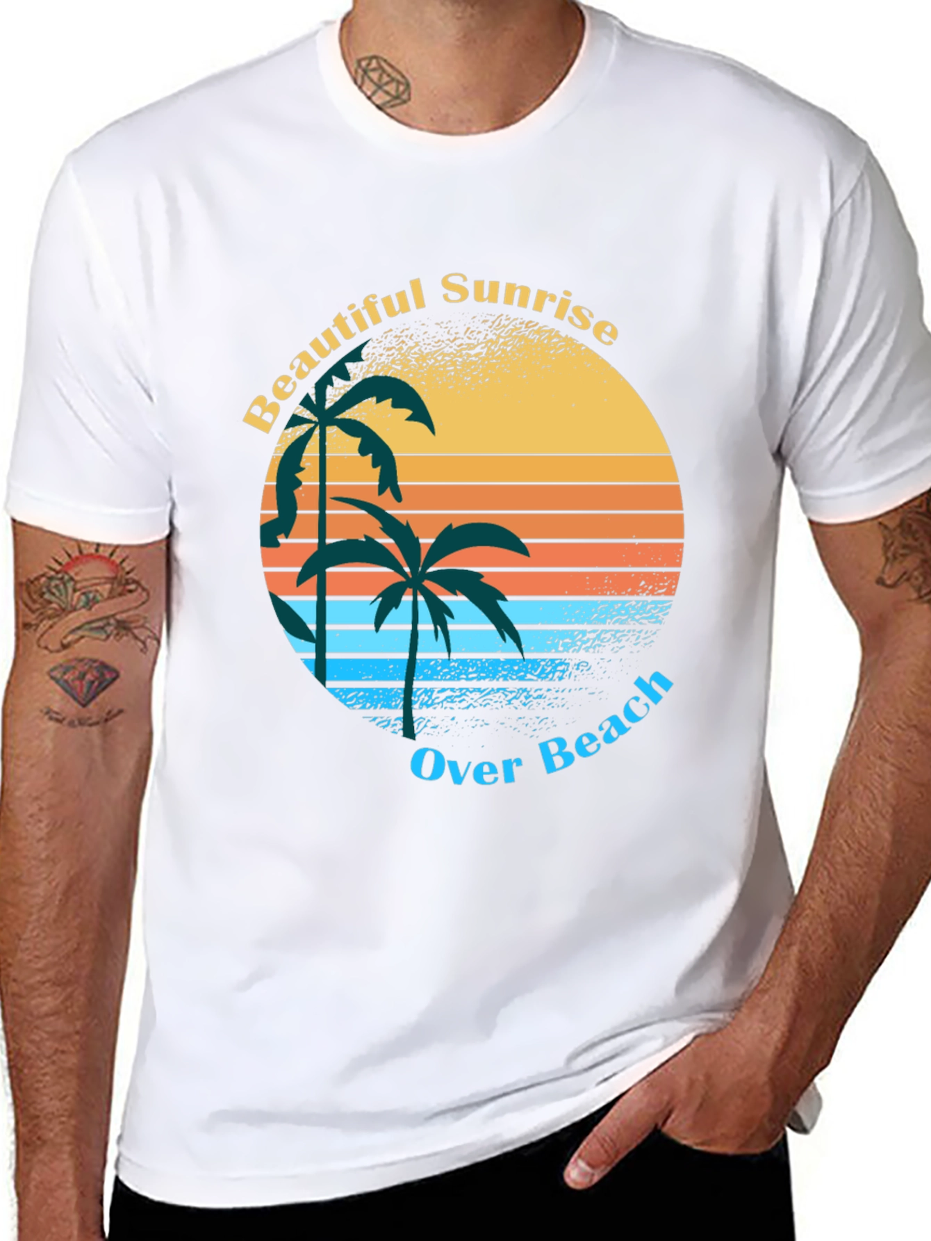 Retro Sunrise Palm Tree Graphic Tee