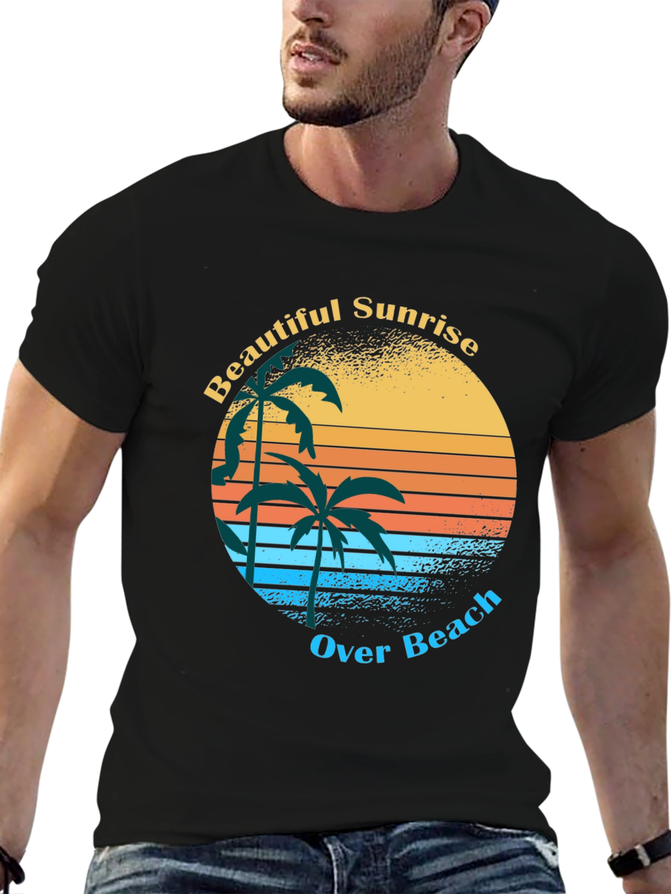 Retro Sunrise Palm Tree Graphic Tee