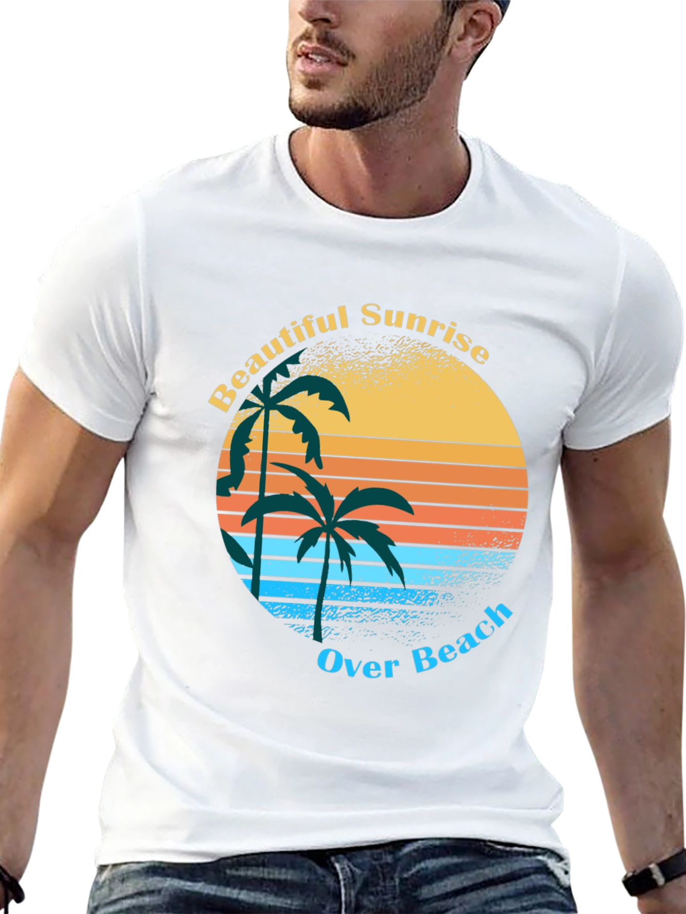 Retro Sunrise Palm Tree Graphic Tee