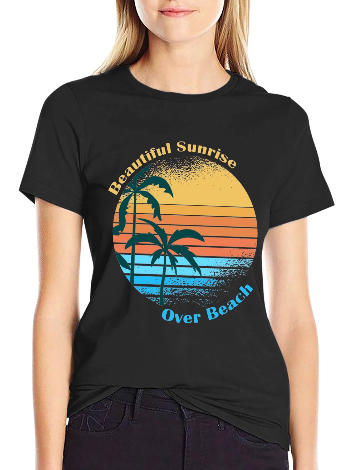 Retro Sunrise Palm Tree Graphic Tee