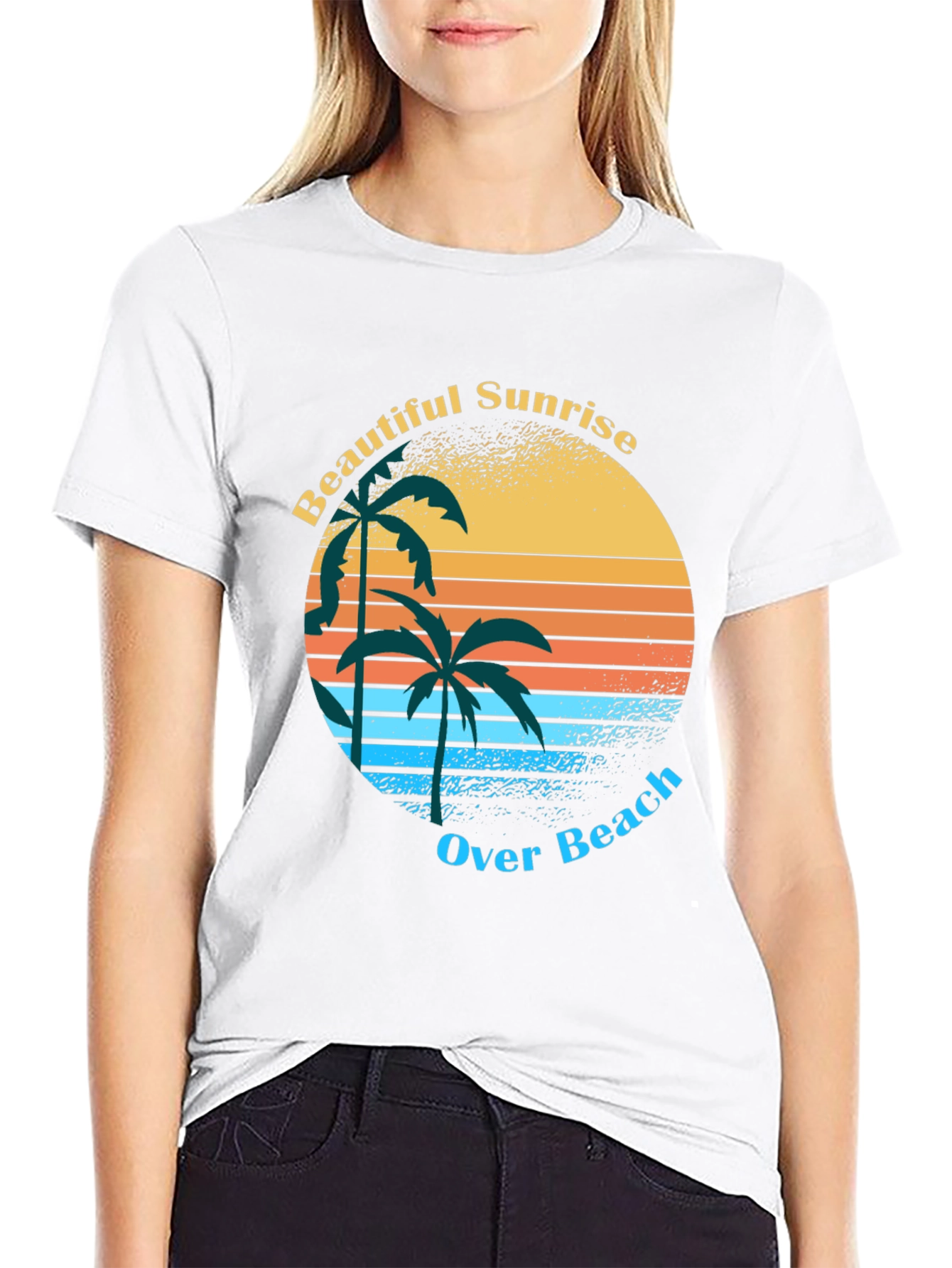 Retro Sunrise Palm Tree Graphic Tee