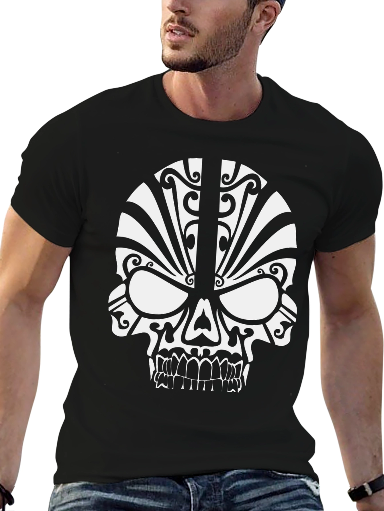 Tribal Skull Black T-Shirt