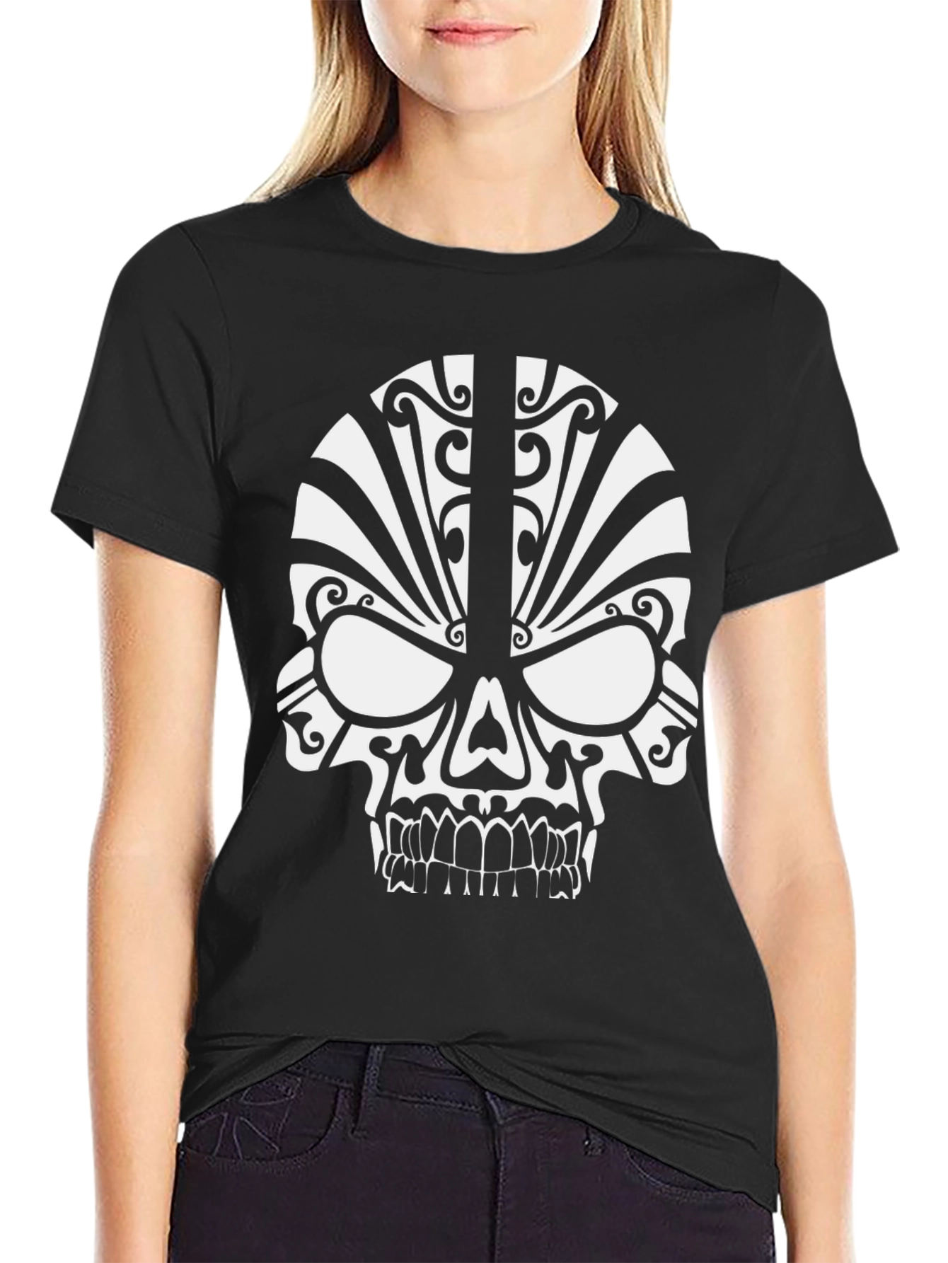 Tribal Skull Black T-Shirt