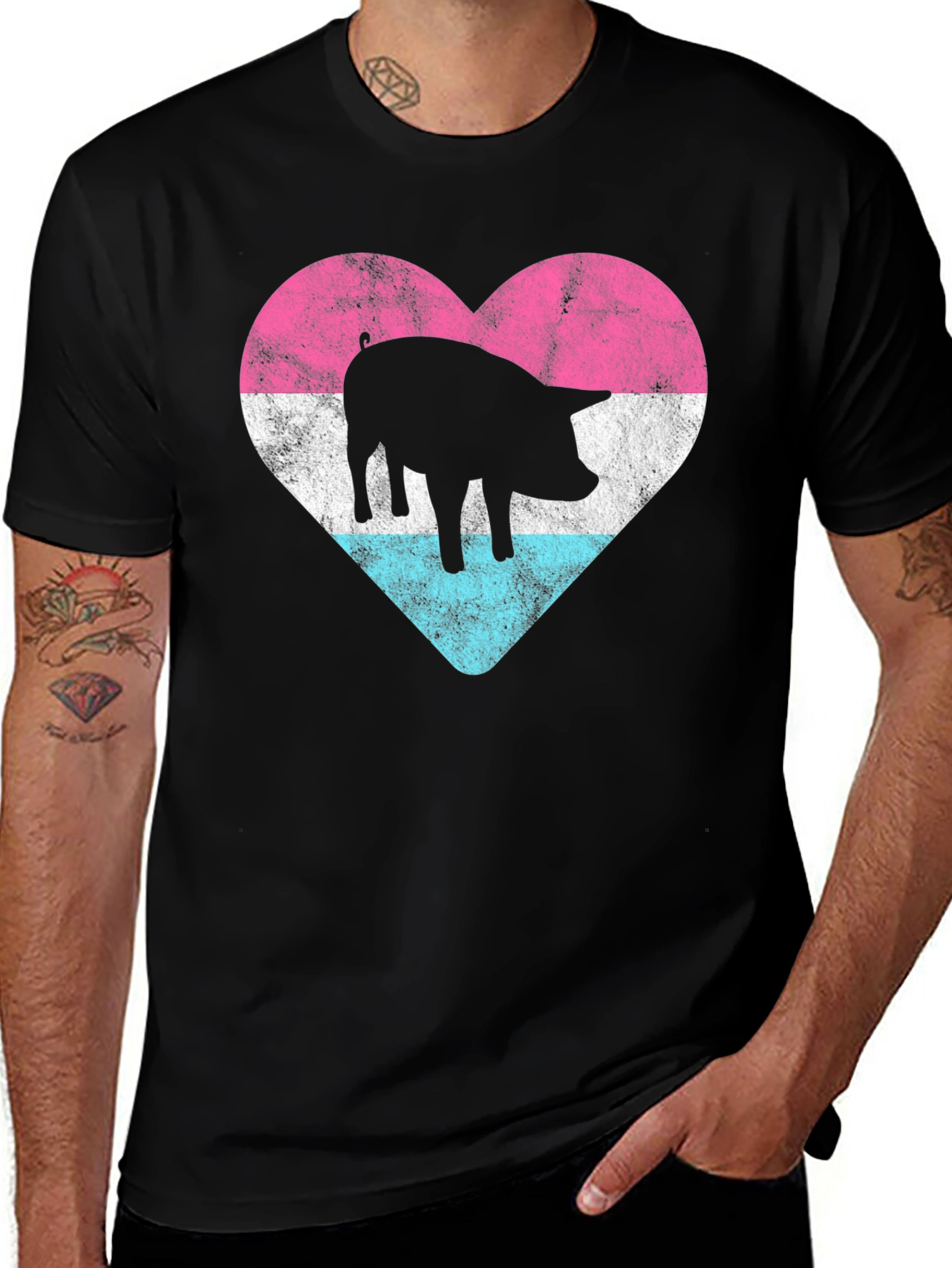 Pig Heart Pride T-Shirt - Black