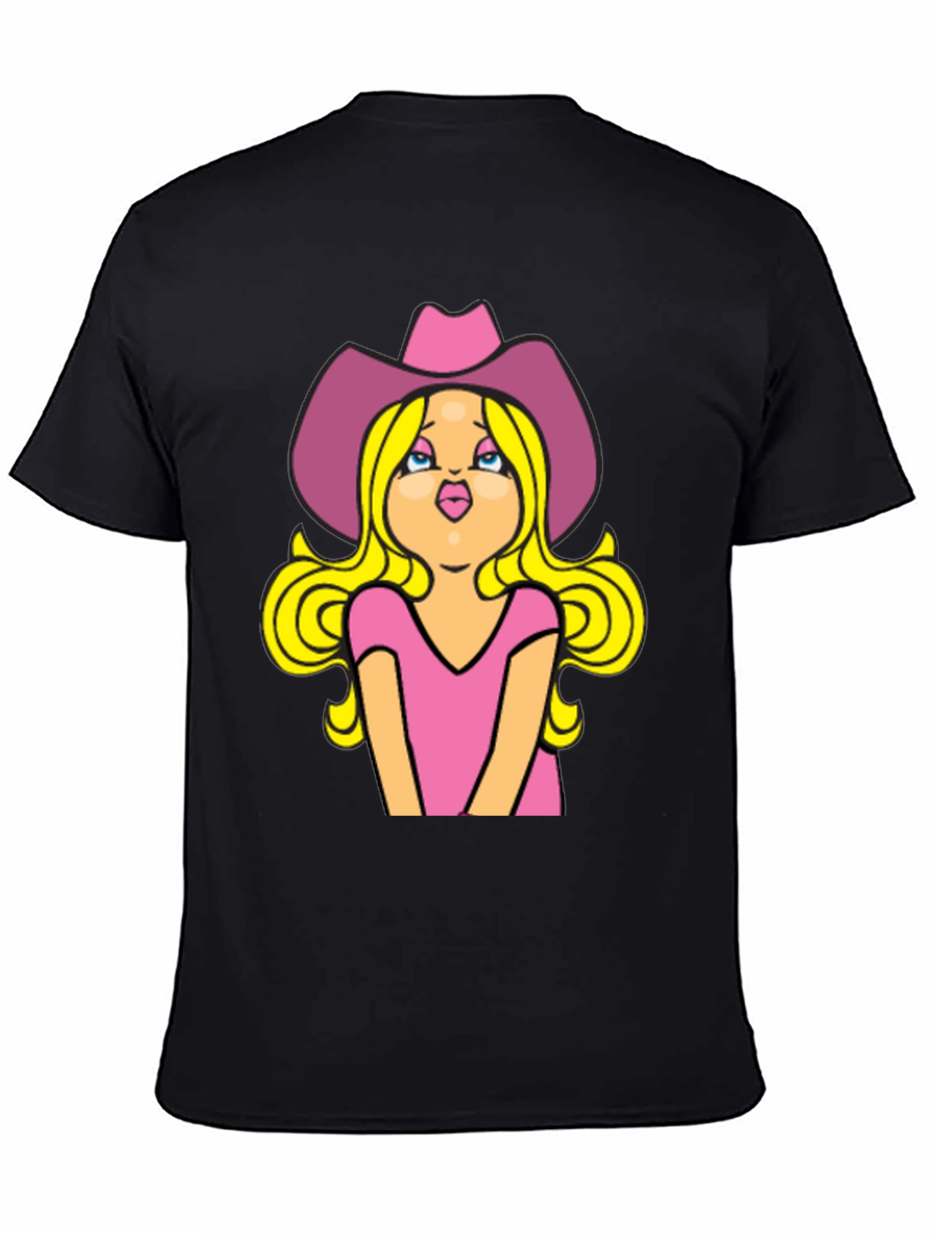 Cowgirl Cartoon Graphic Tee - Black Unisex T-Shirt