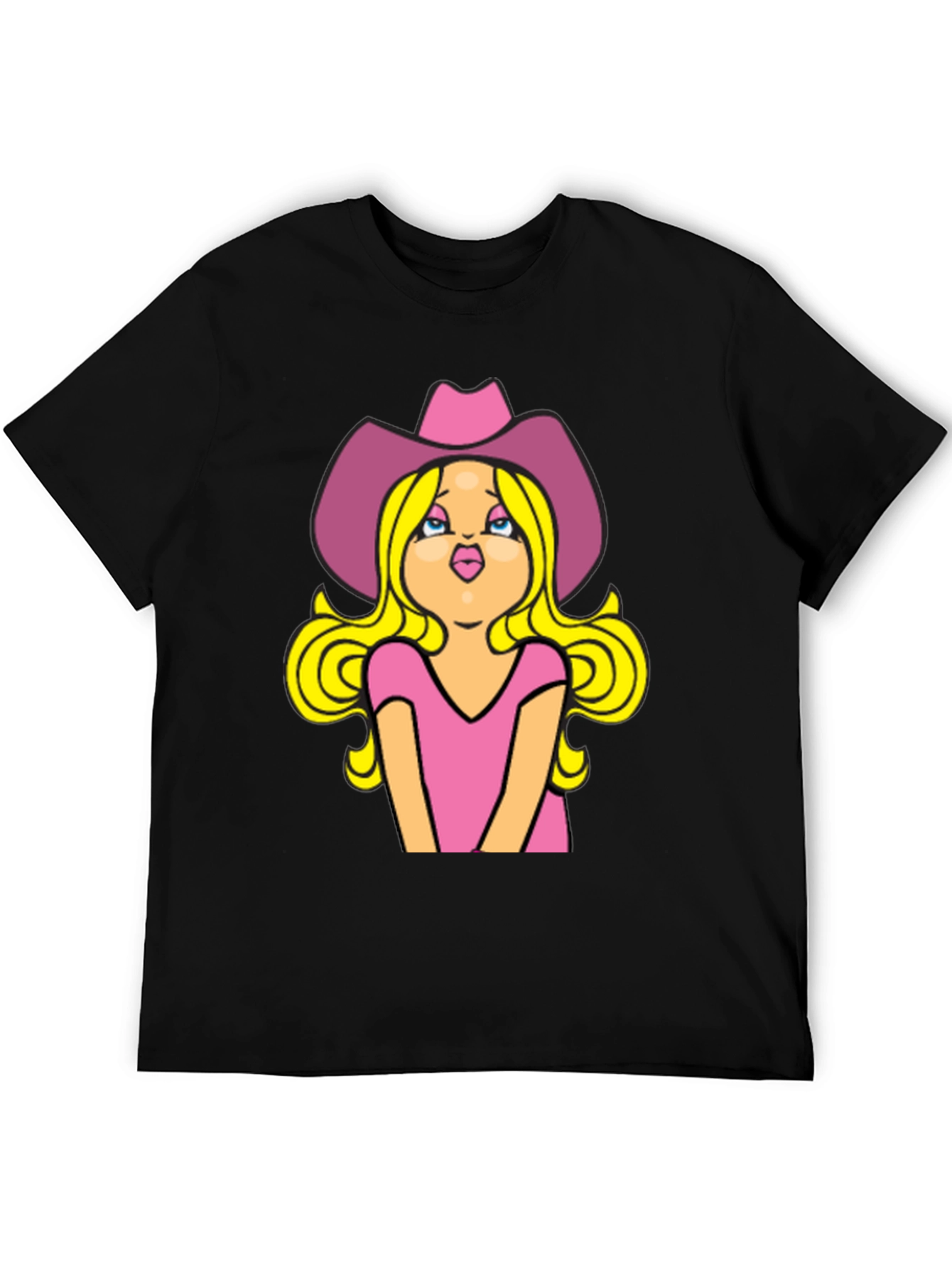 Cowgirl Cartoon Graphic Tee - Black Unisex T-Shirt