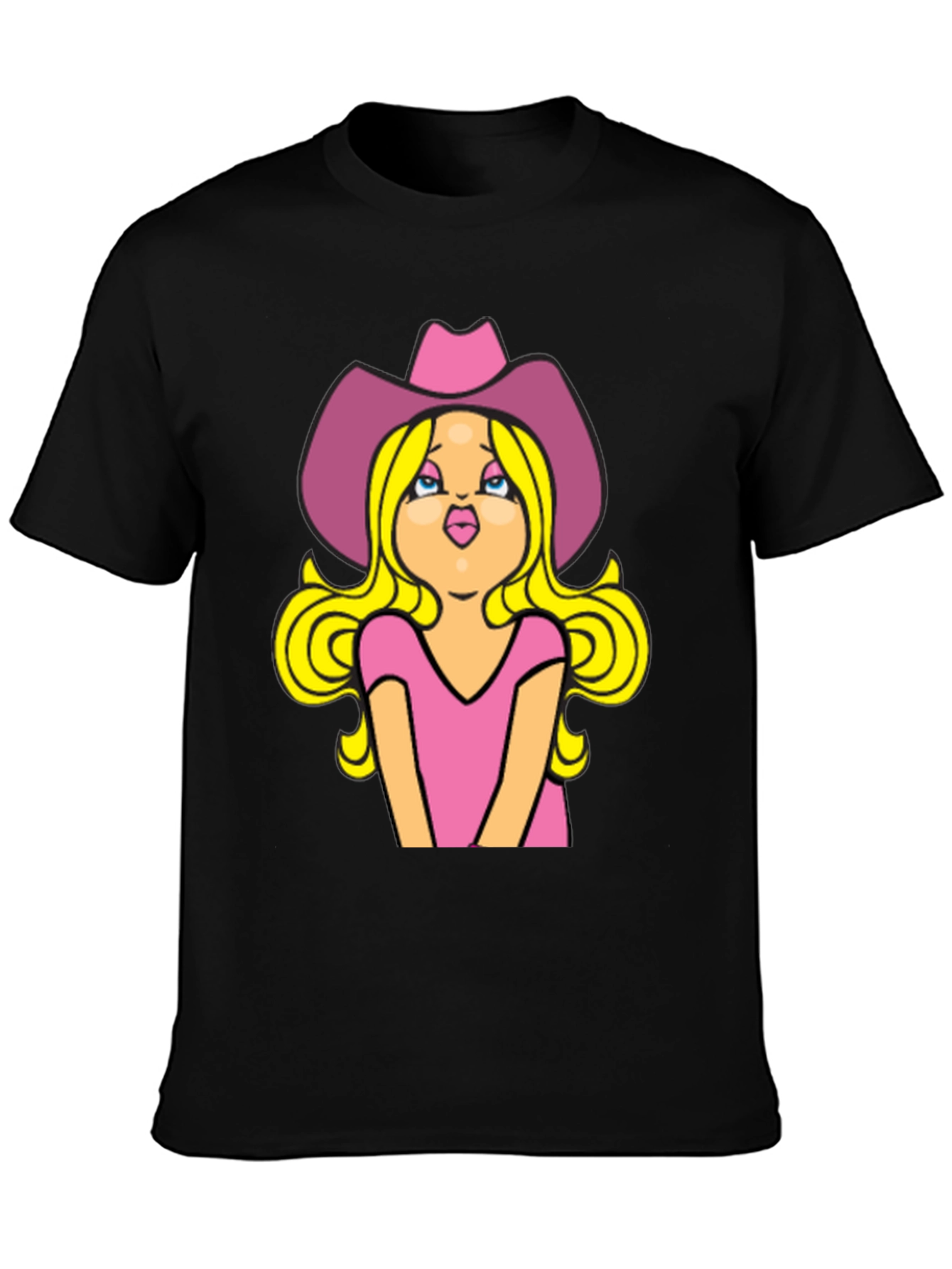 Cowgirl Cartoon Graphic Tee - Black Unisex T-Shirt