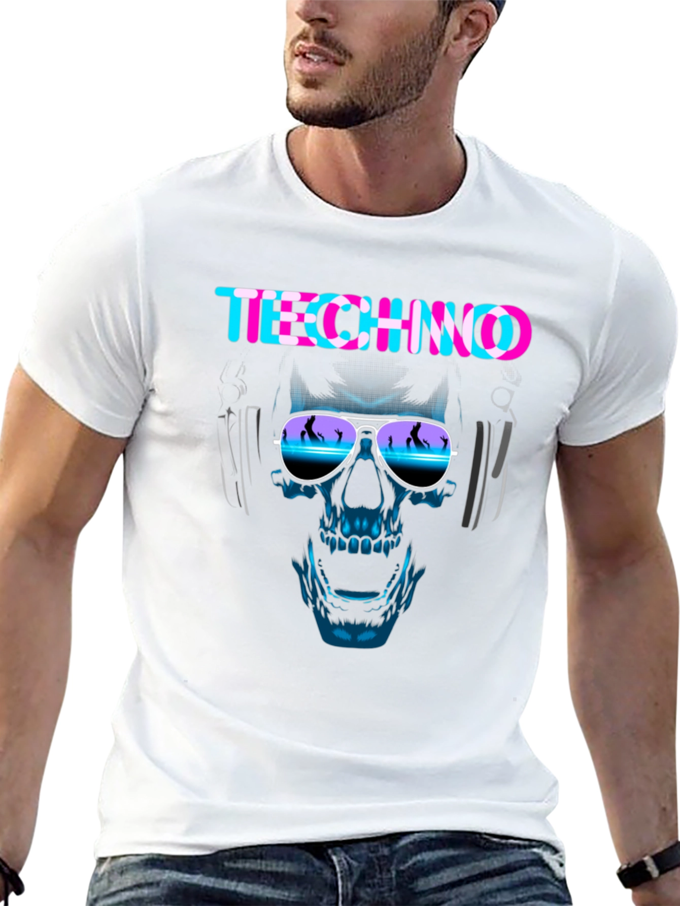 Techno Skull Graphic Tee - EDM Rave Shirt