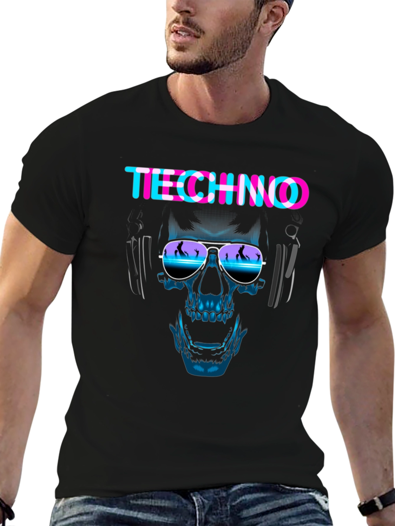 Techno Skull Graphic Tee - EDM Rave Shirt