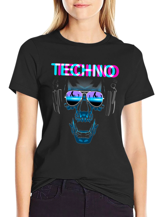 Techno Skull Graphic Tee - EDM Rave Shirt