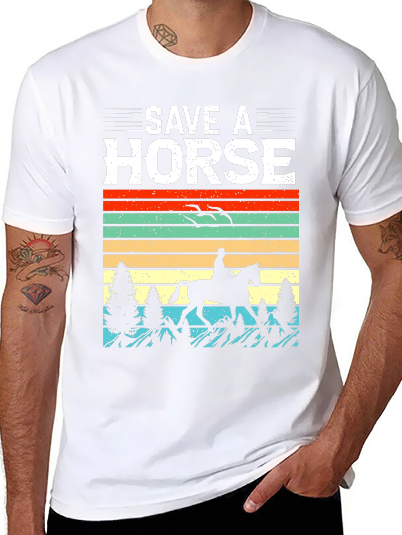 Save A Horse T-Shirt Retro Equestrian Design