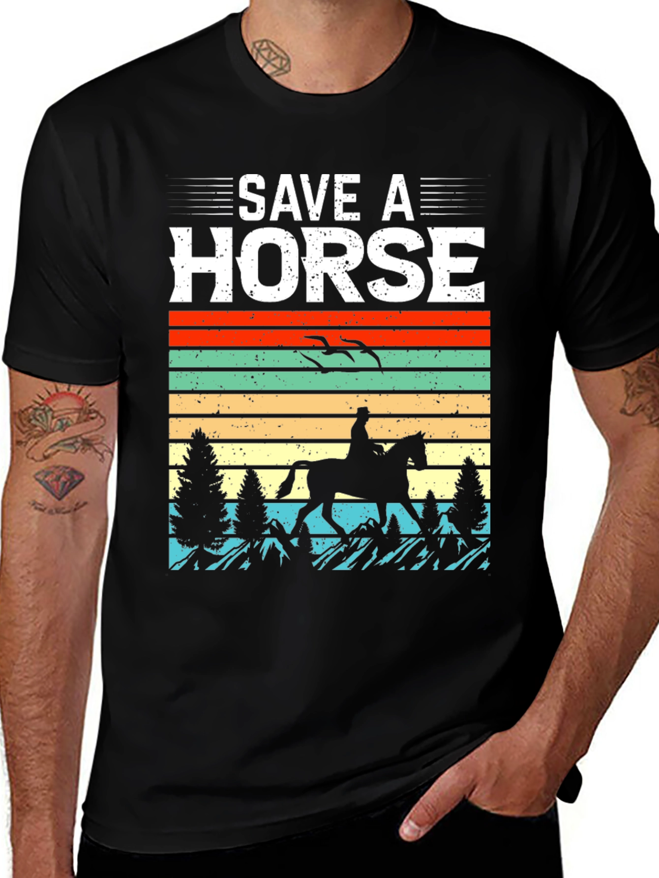 Save A Horse T-Shirt Retro Equestrian Design