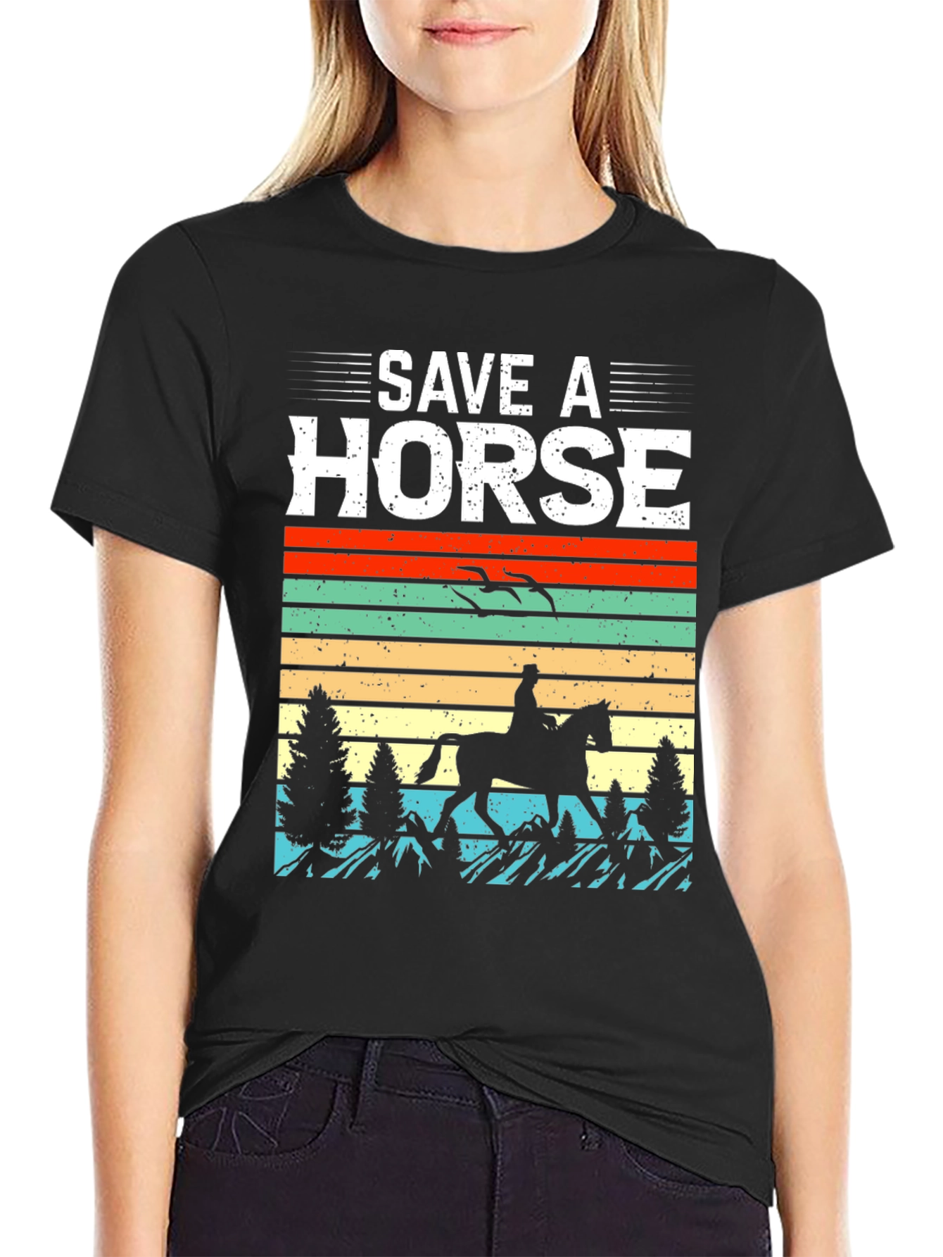 Save A Horse T-Shirt Retro Equestrian Design