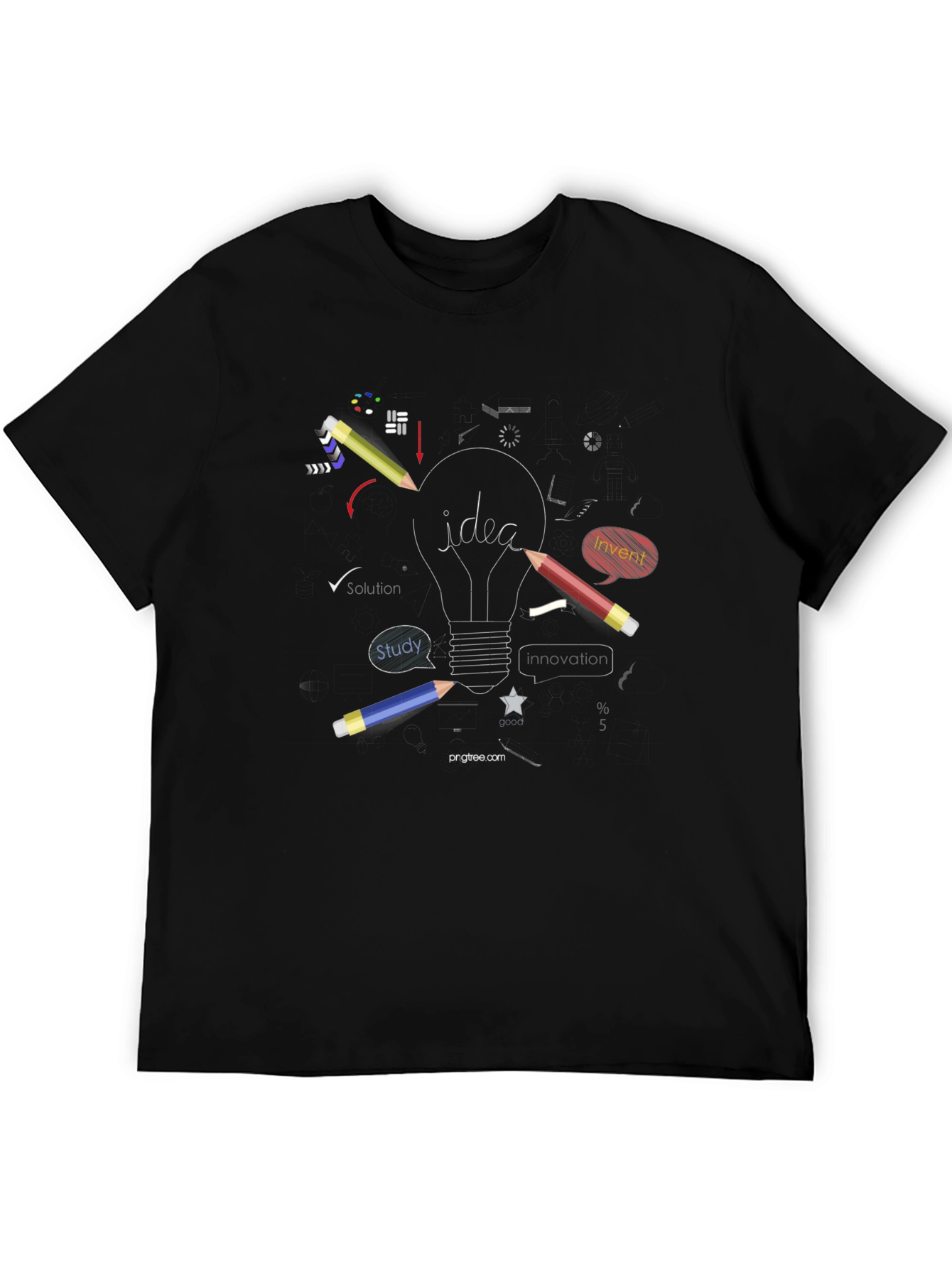 Creative Idea Bulb T-Shirt - Black