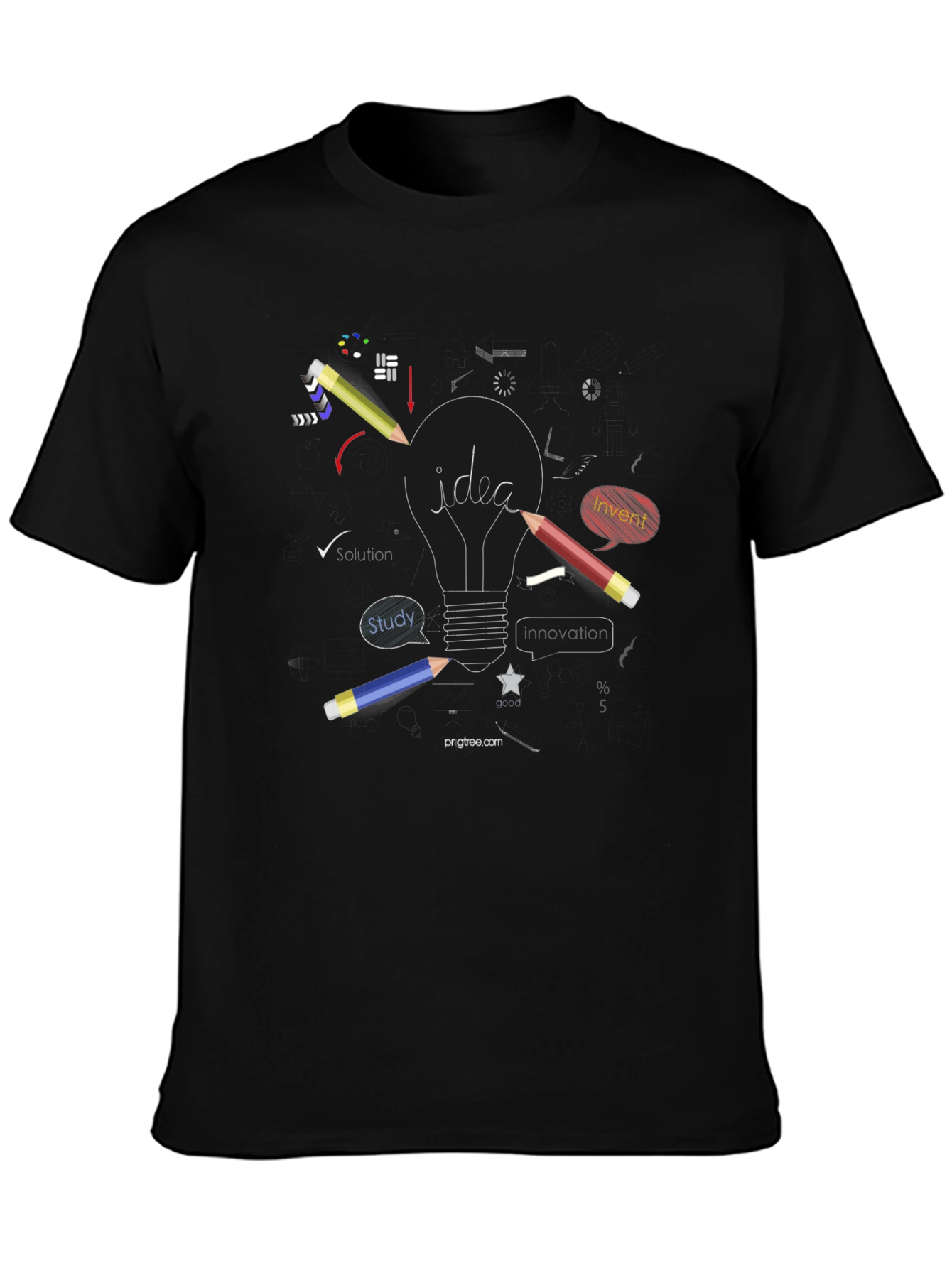 Creative Idea Bulb T-Shirt - Black