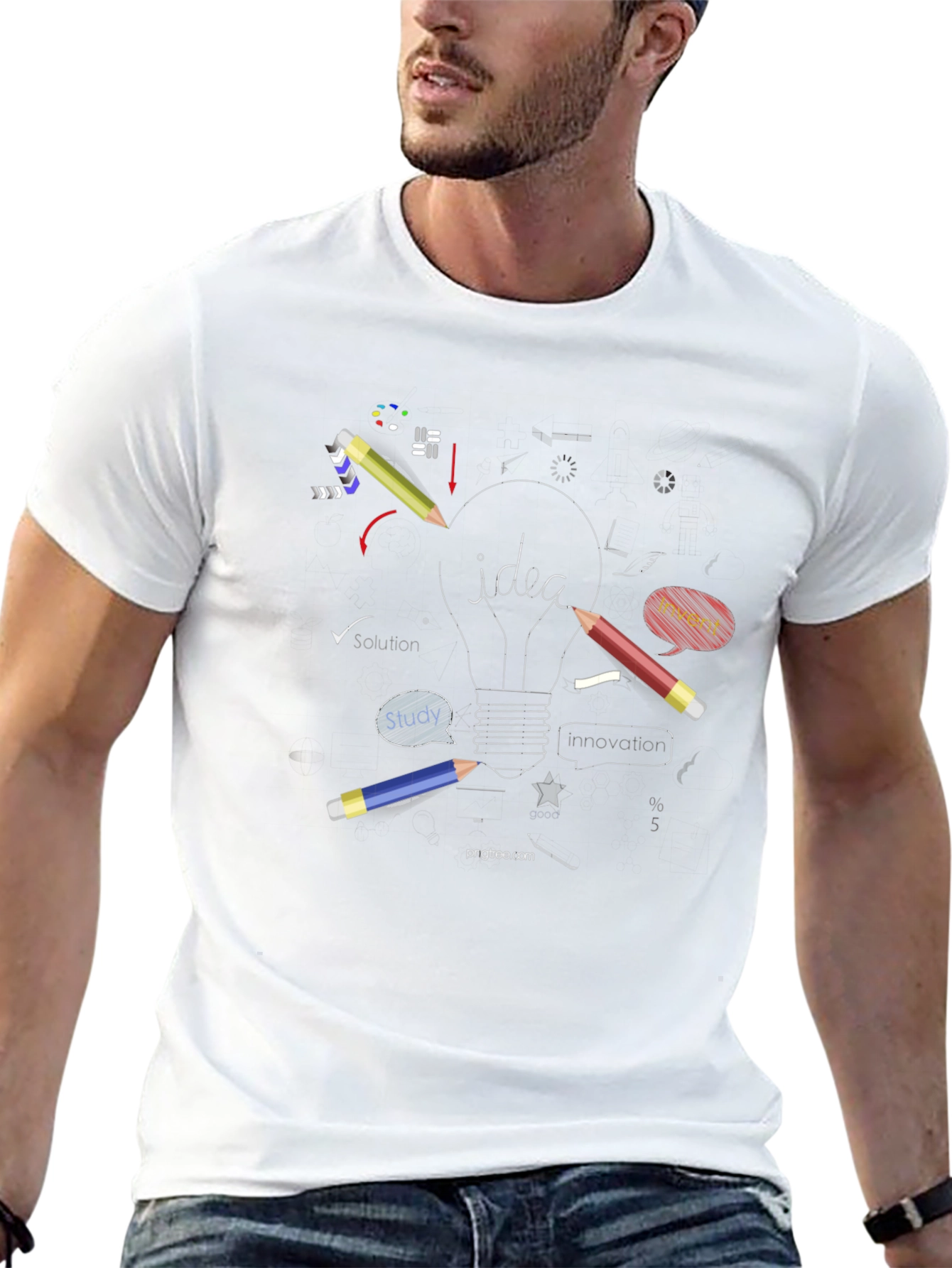Creative Idea Bulb T-Shirt - Black