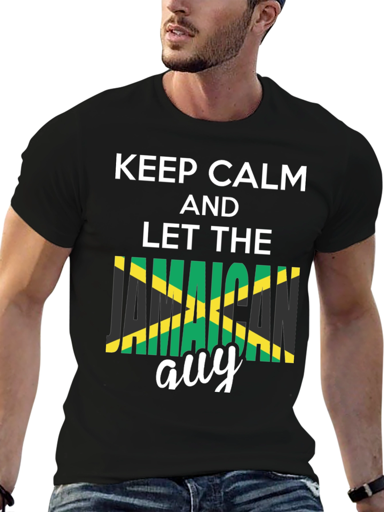 Keep Calm Jamaican Guy T-Shirt - Black