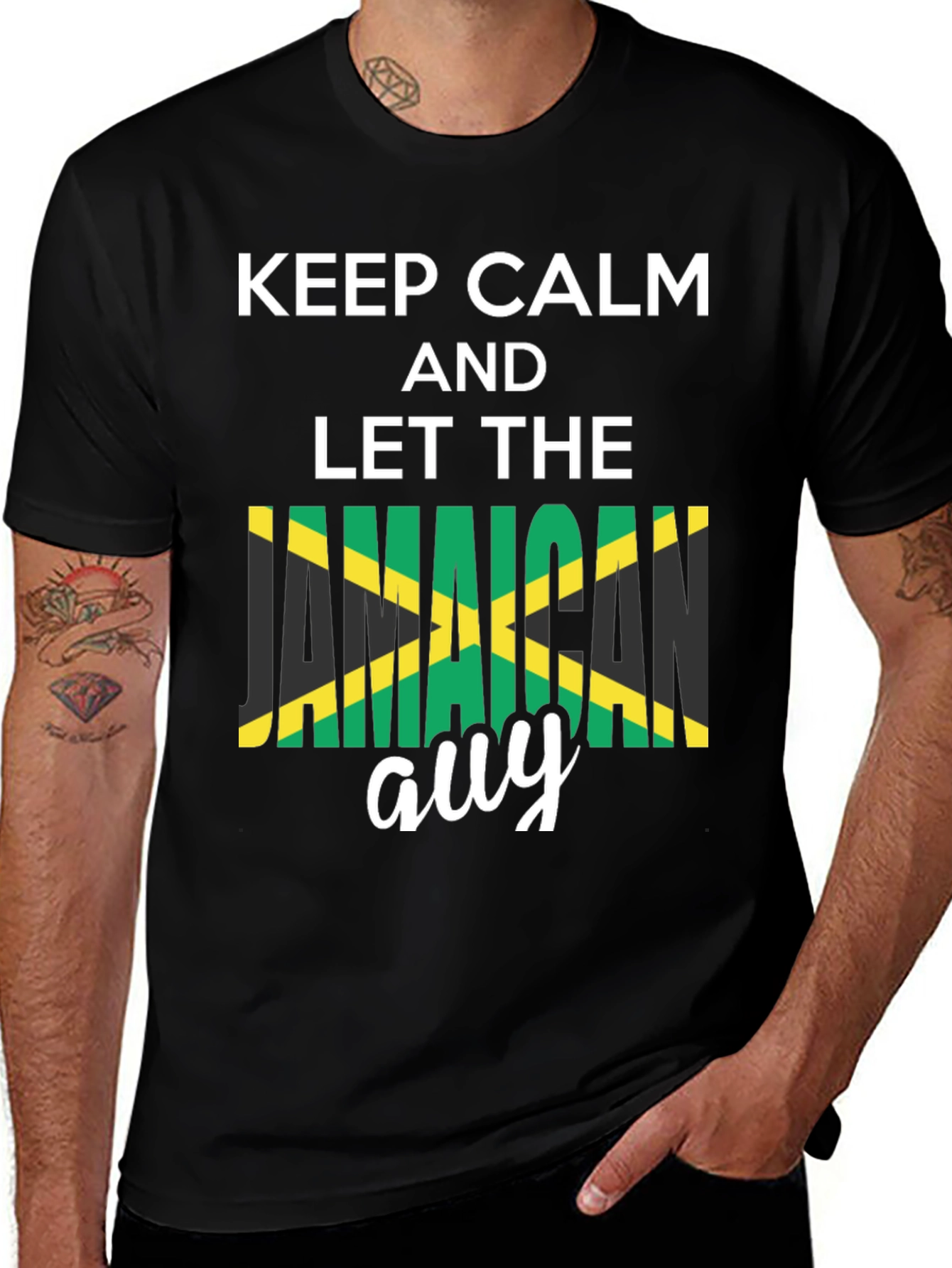 Keep Calm Jamaican Guy T-Shirt - Black