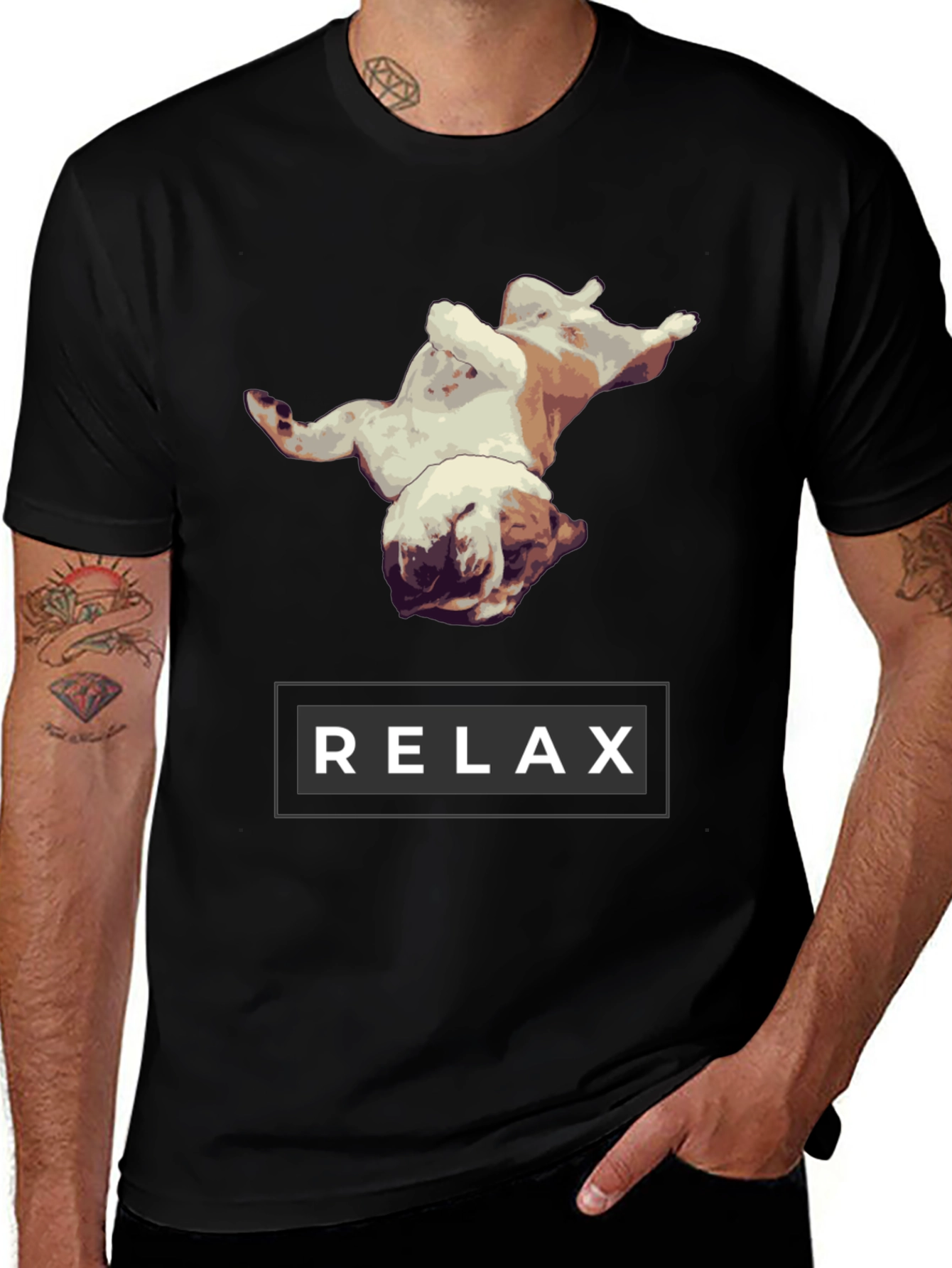Relax Bulldog Graphic Tee - Black
