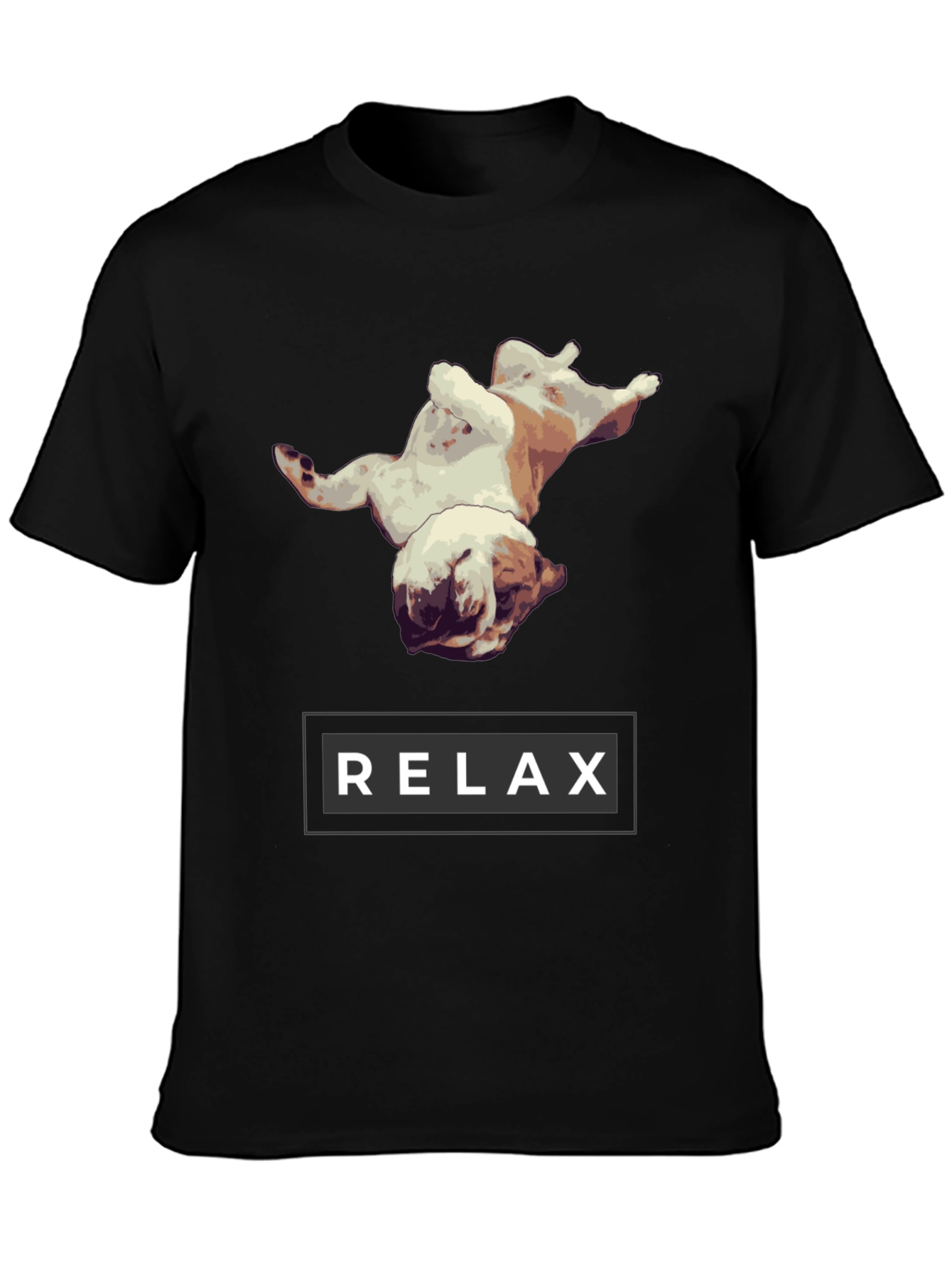 Relax Bulldog Graphic Tee - Black