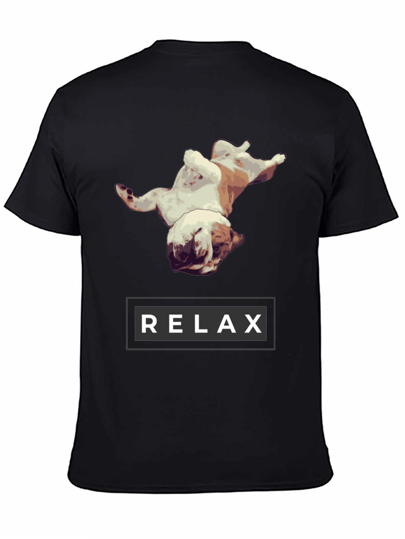 Relax Bulldog Graphic Tee - Black