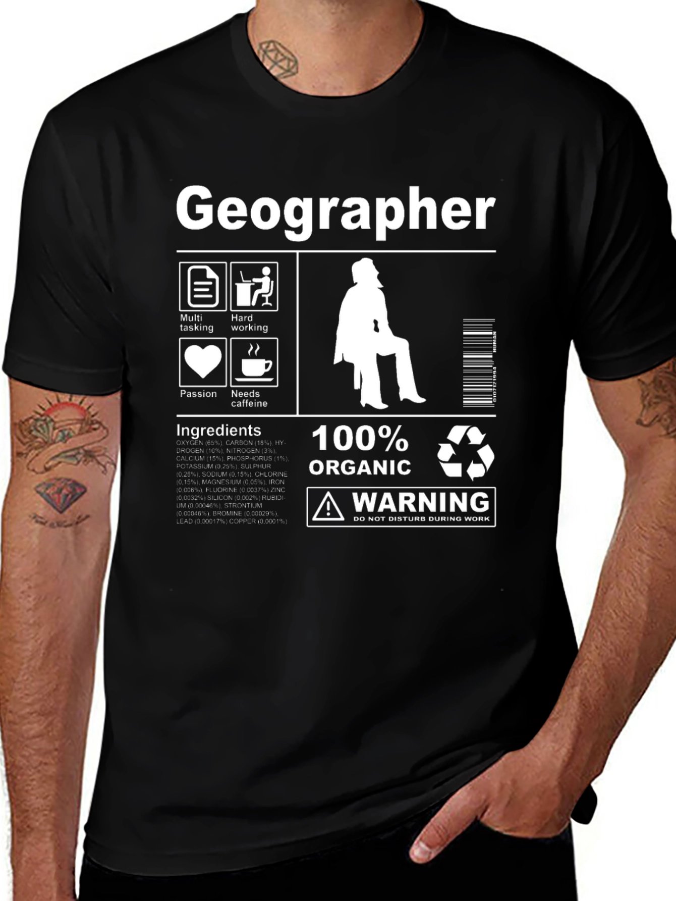 Geographer T-Shirt - 100% Organic Funny Gift