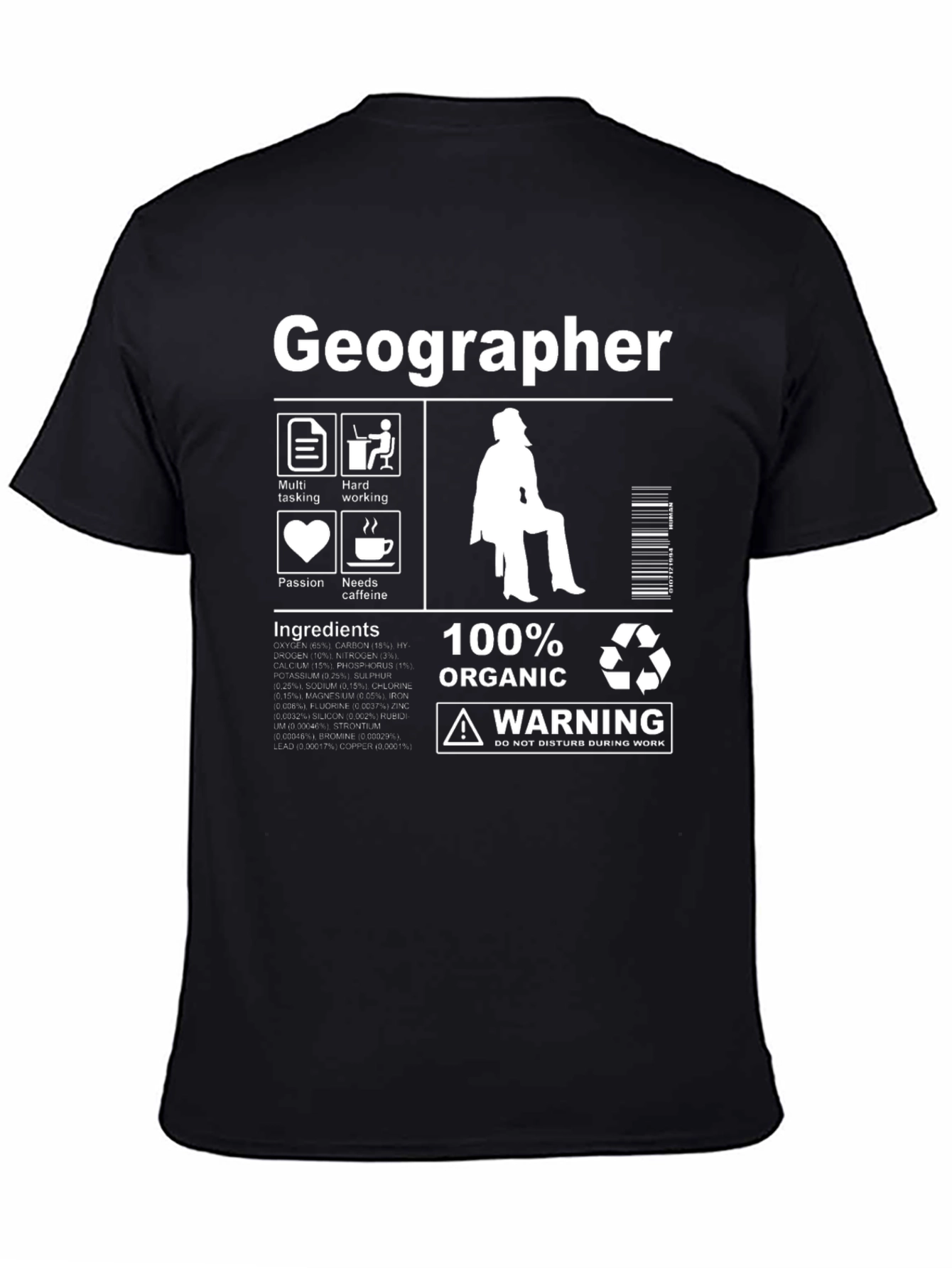 Geographer T-Shirt - 100% Organic Funny Gift