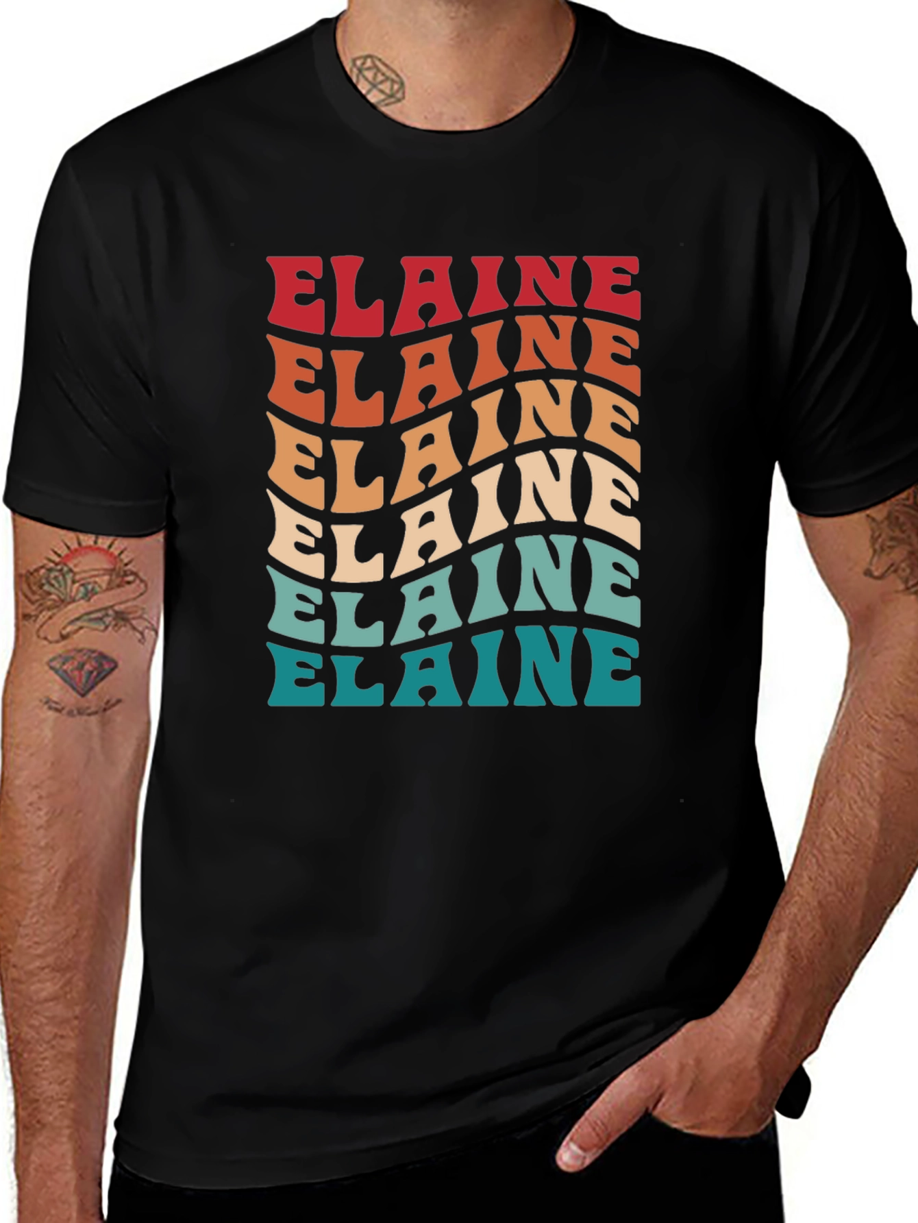 Elaine Retro Wavy Text T-Shirt