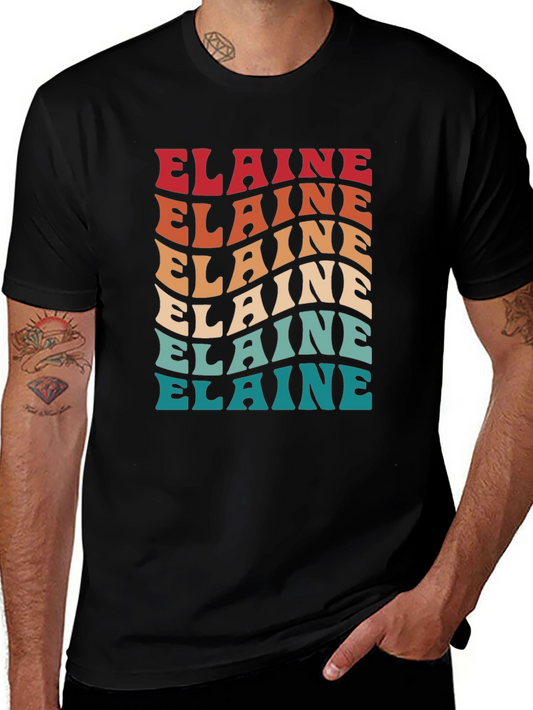 Elaine Retro Wavy Text T-Shirt