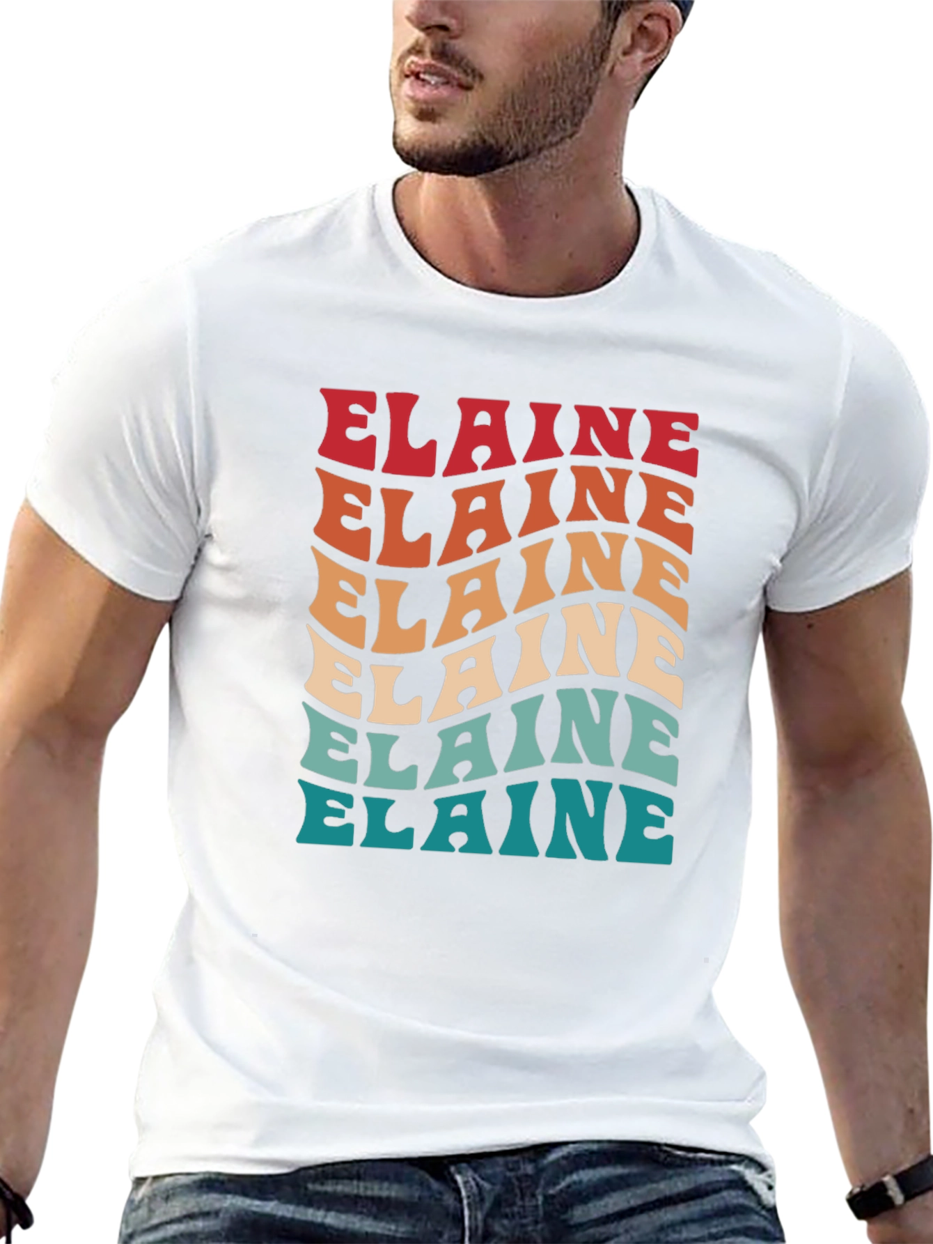 Elaine Retro Wavy Text T-Shirt