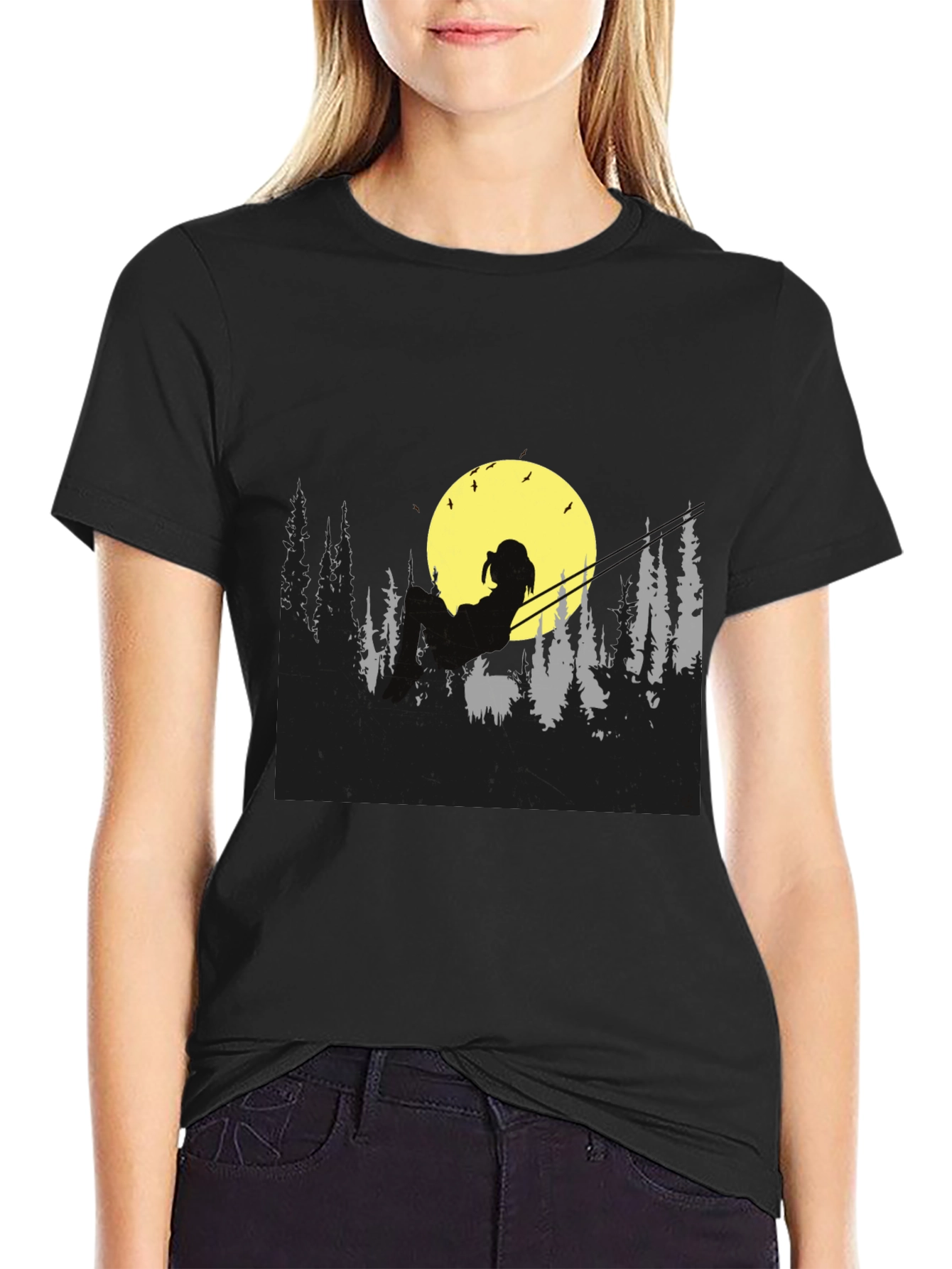 Moonlit Silhouette Tee - Relaxed Night Scene