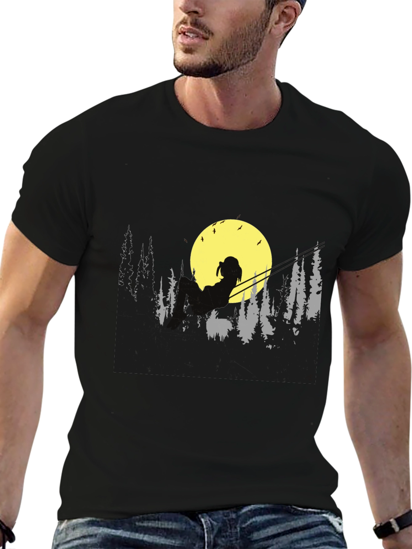 Moonlit Silhouette Tee - Relaxed Night Scene