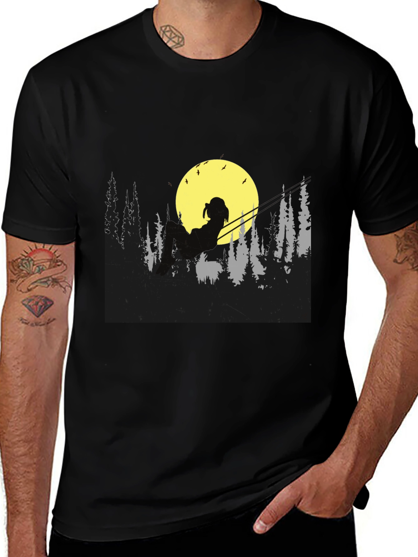 Moonlit Silhouette Tee - Relaxed Night Scene