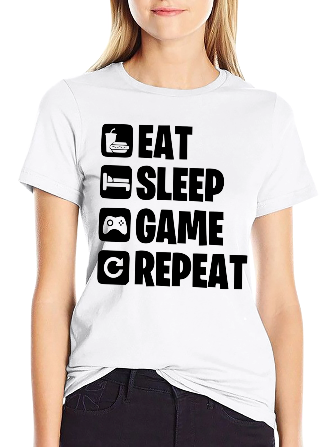 Eat Sleep Game Repeat Black T-Shirt - Gamer Style