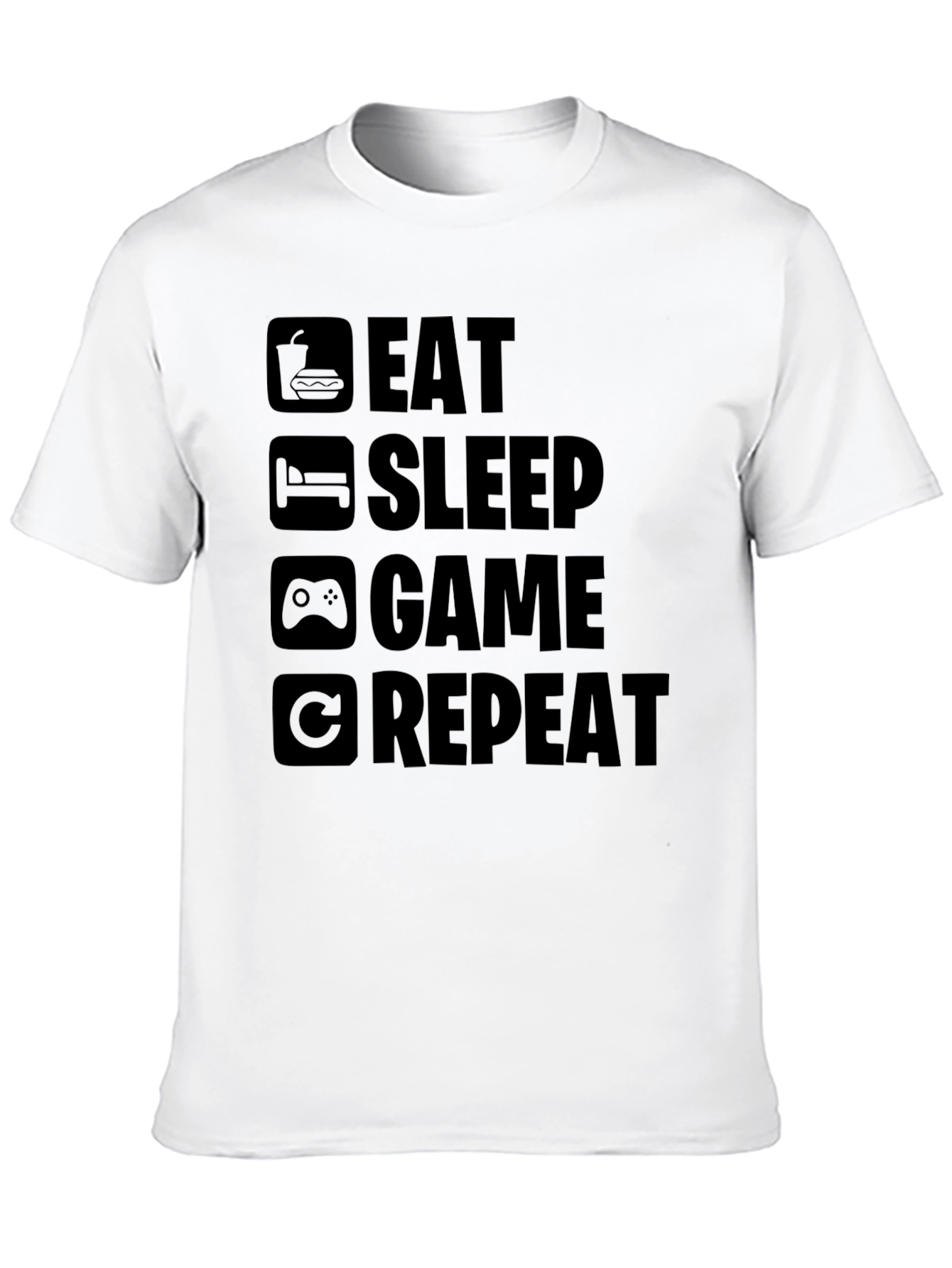 Eat Sleep Game Repeat Black T-Shirt - Gamer Style