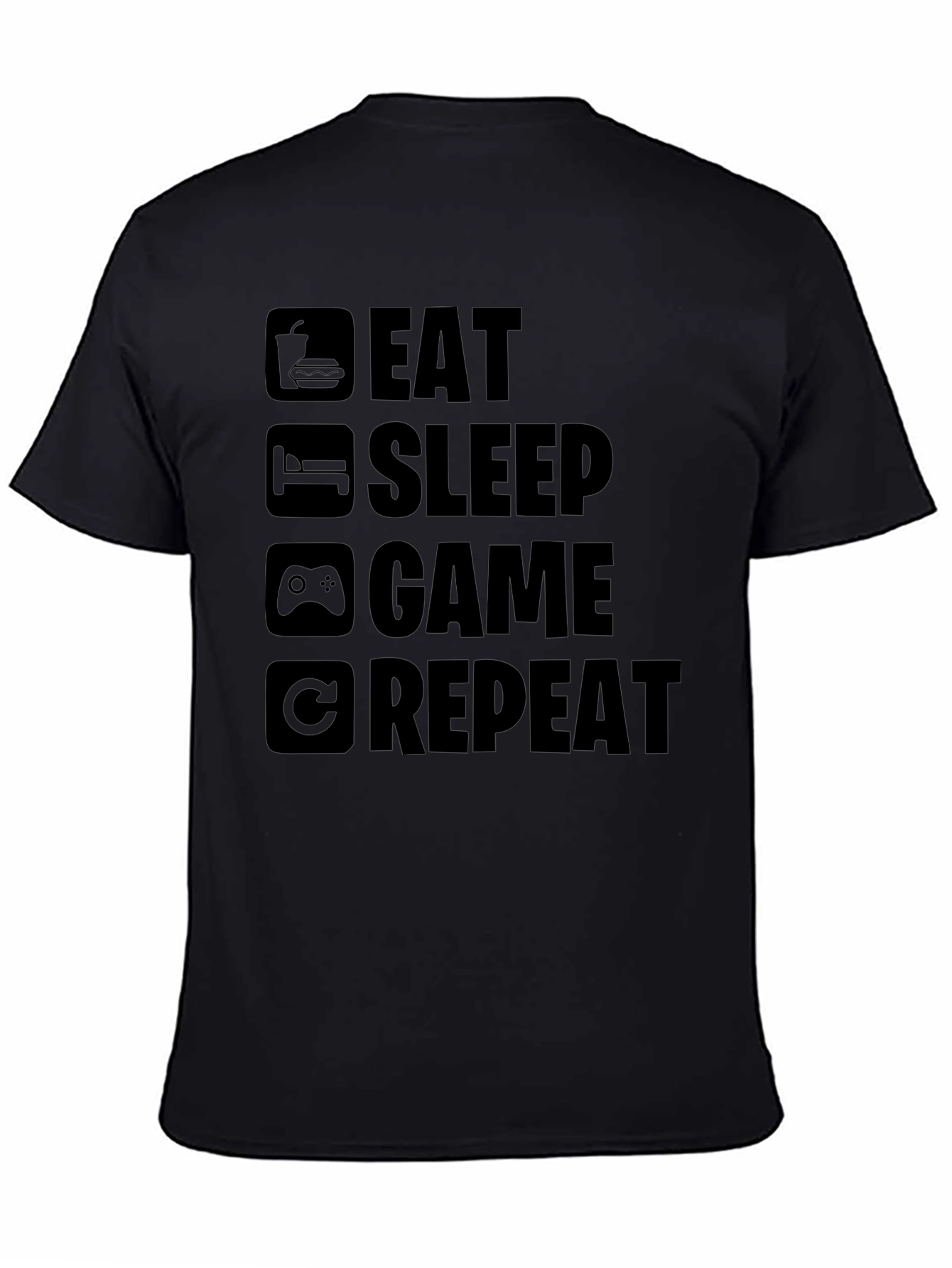 Eat Sleep Game Repeat Black T-Shirt - Gamer Style