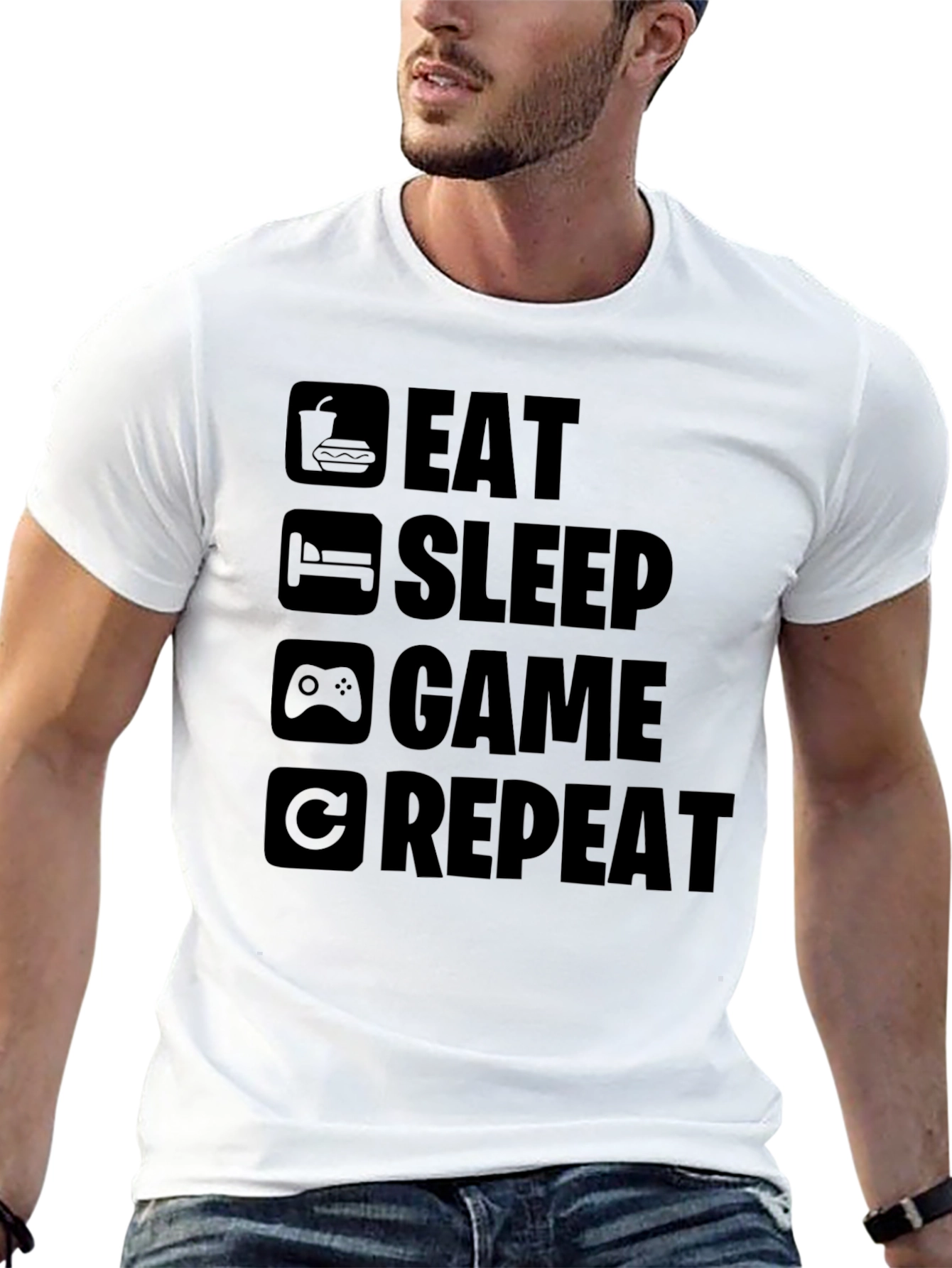Eat Sleep Game Repeat Black T-Shirt - Gamer Style