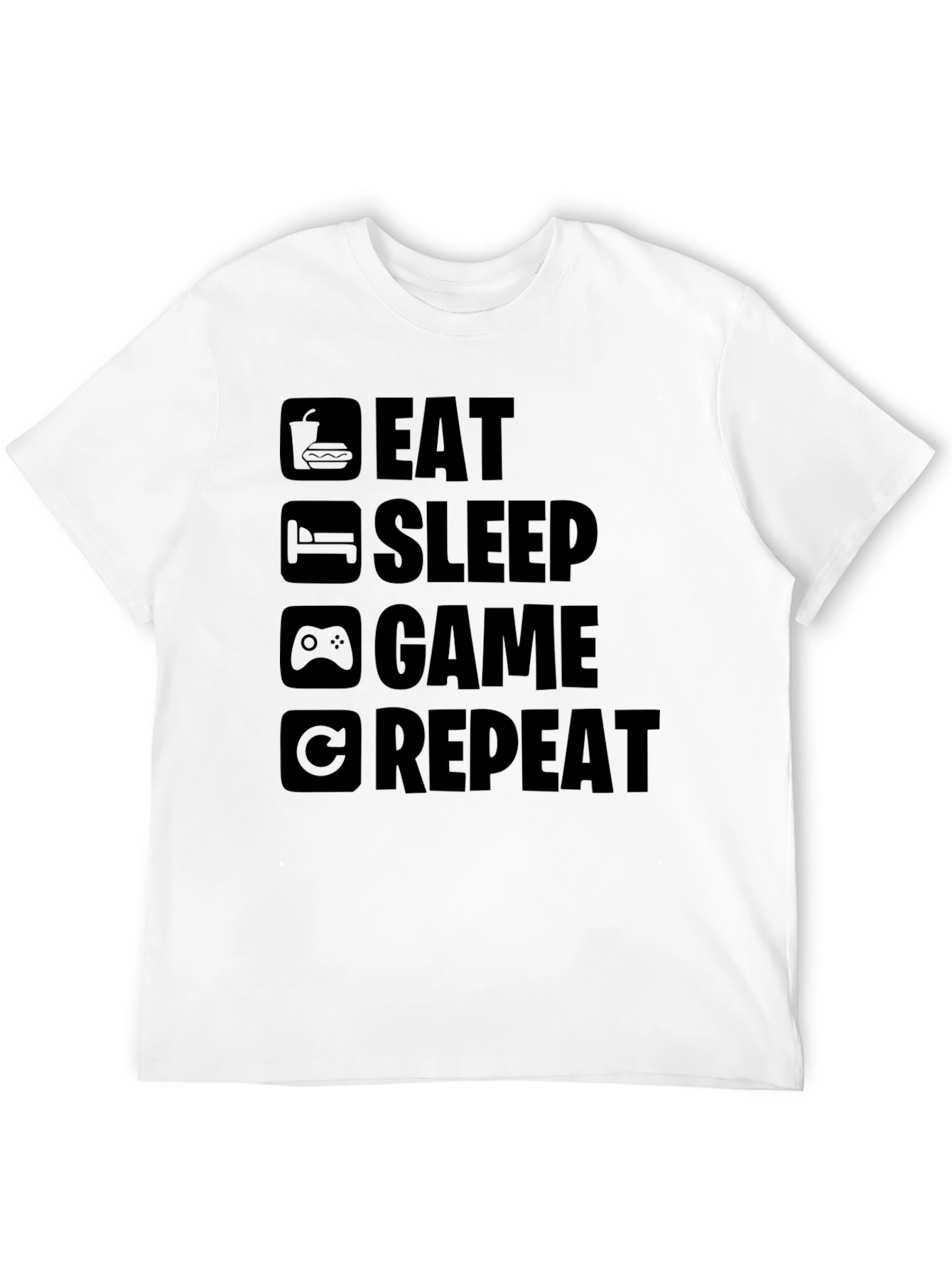 Eat Sleep Game Repeat Black T-Shirt - Gamer Style