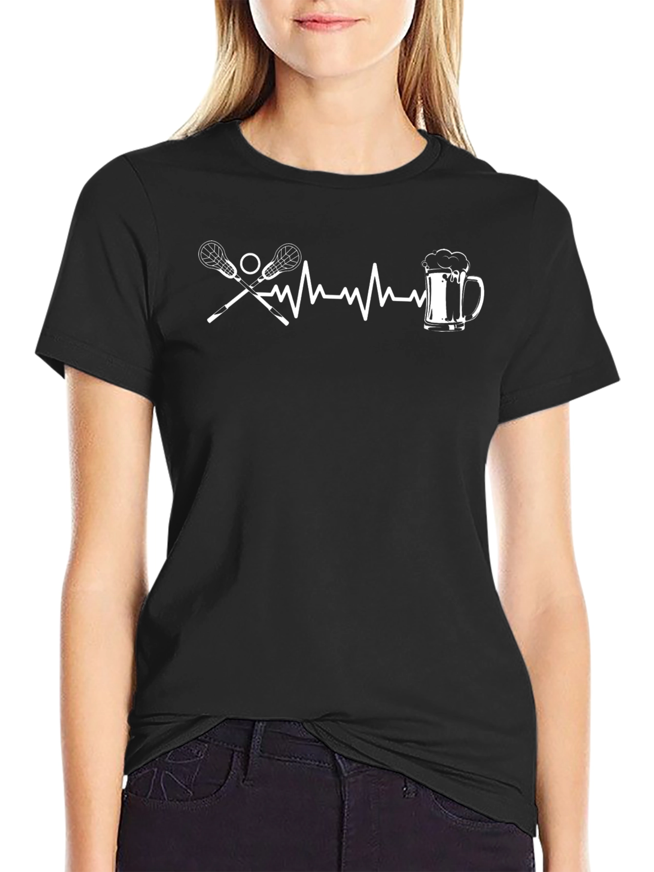 Lacrosse & Beer Heartbeat T-Shirt