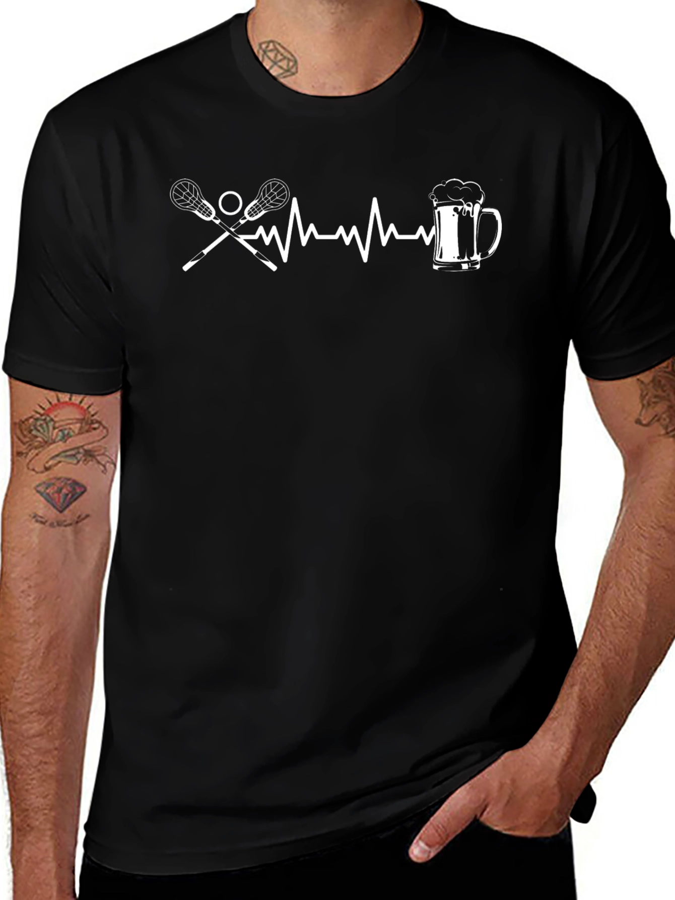 Lacrosse & Beer Heartbeat T-Shirt