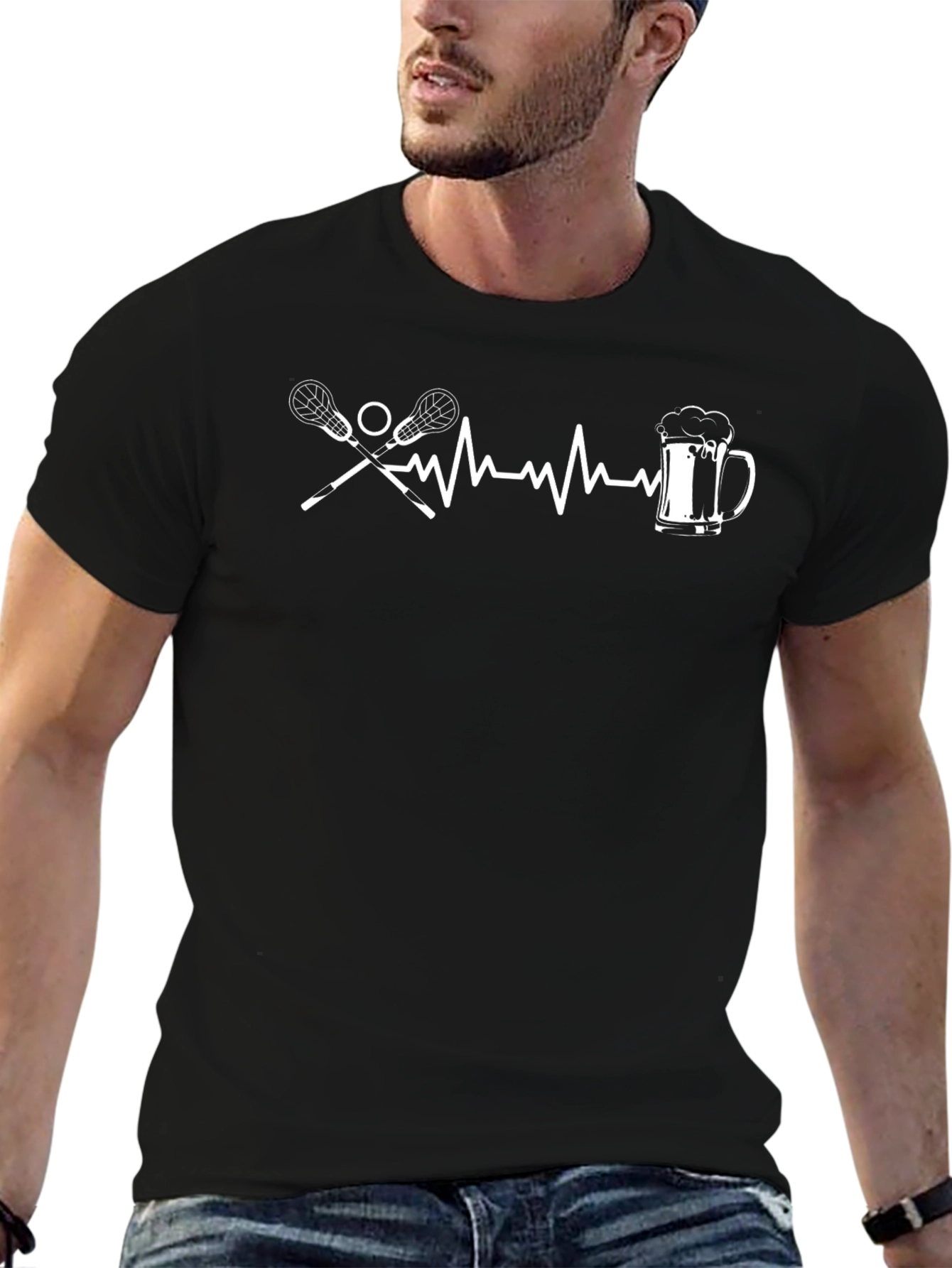 Lacrosse & Beer Heartbeat T-Shirt