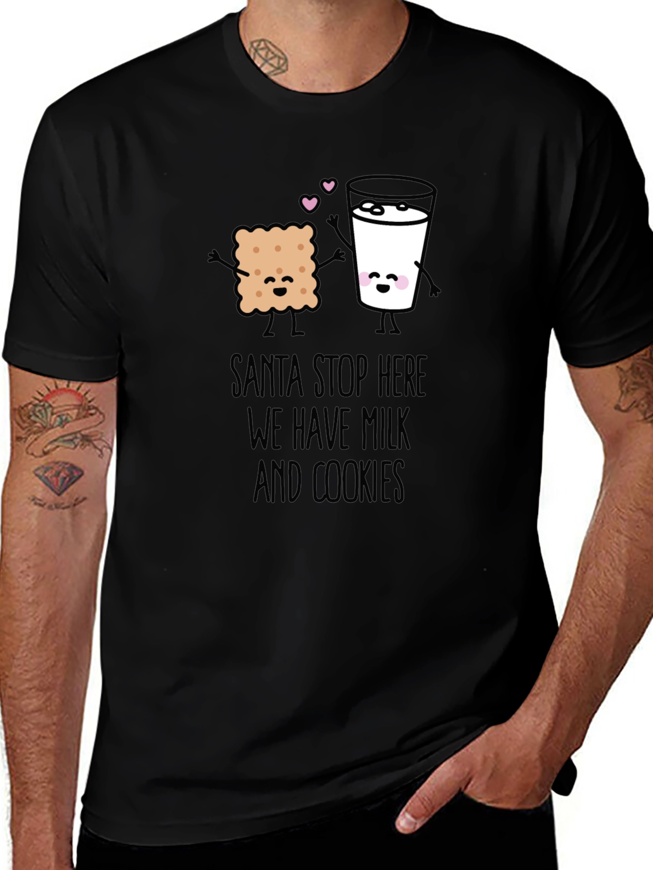 Santa Stop Here Milk & Cookies Graphic Tee