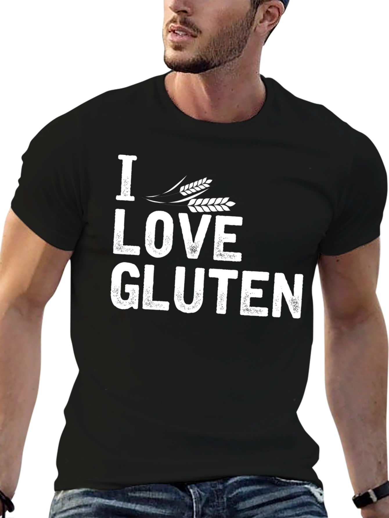 I Love Gluten Graphic Tee - Unisex Black T-Shirt
