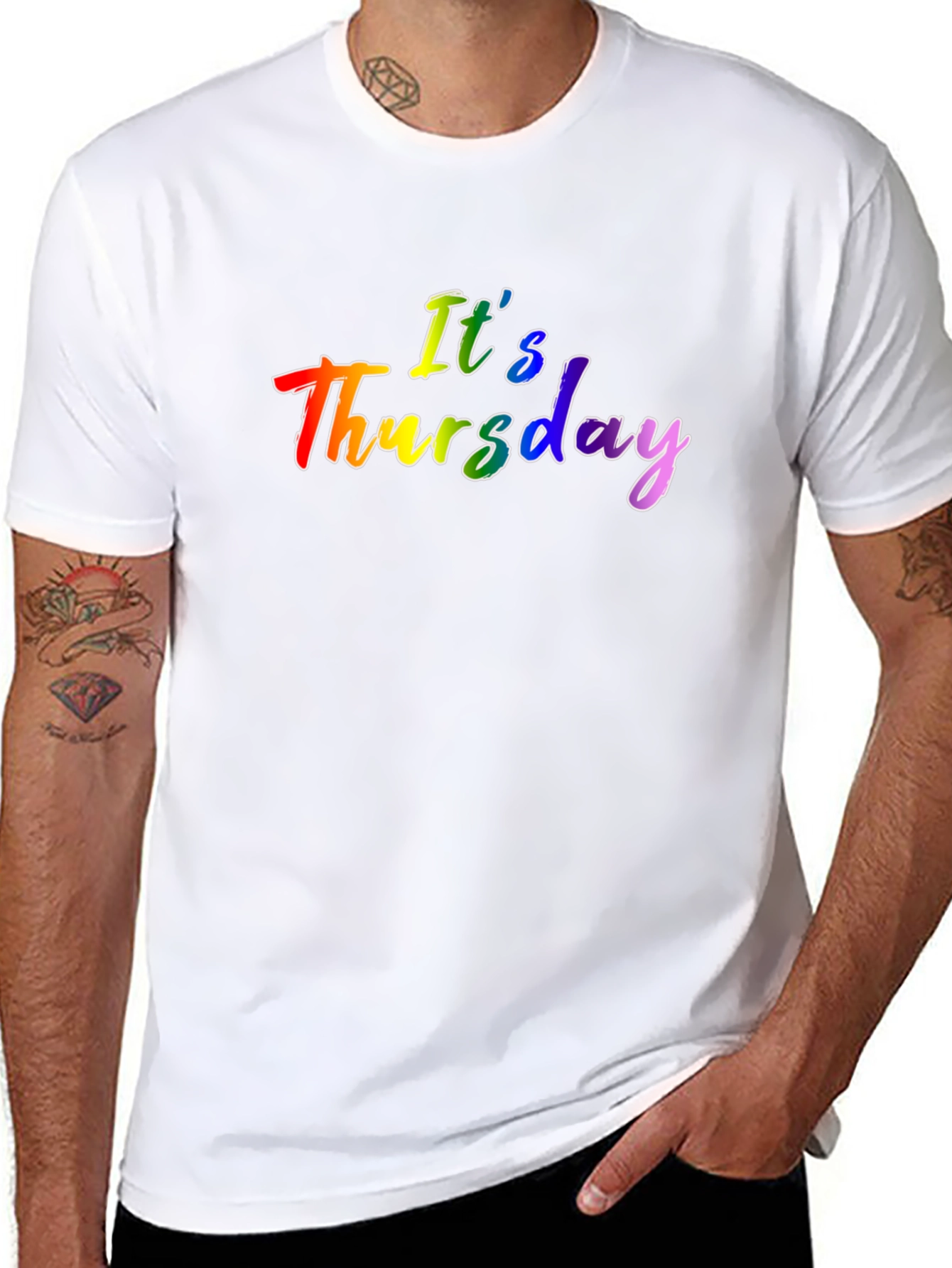 Its Thursday Rainbow Graphic Black T-Shirt