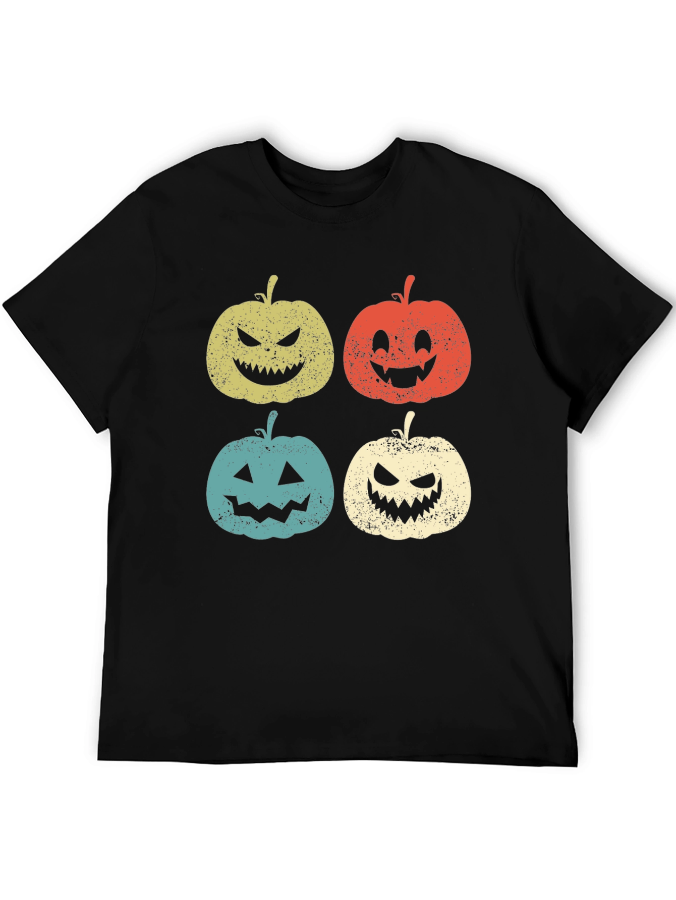 Halloween Pumpkin Faces Graphic Tee - Spooky Season Shirt