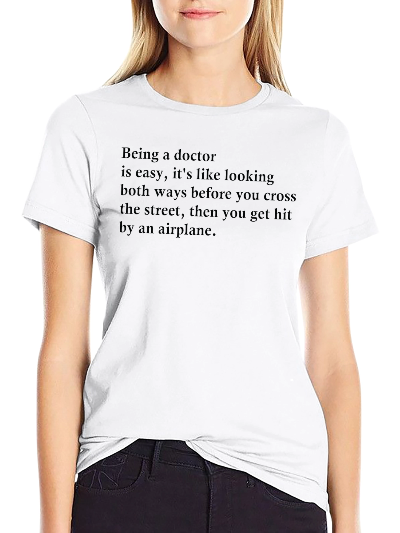 Doctor Joke T-Shirt -  Black Crew Neck